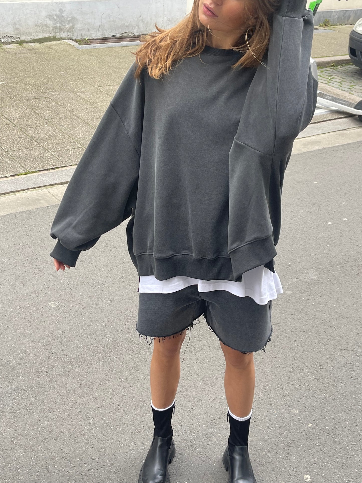Oversized Basic Sweatshirt Dark Grey