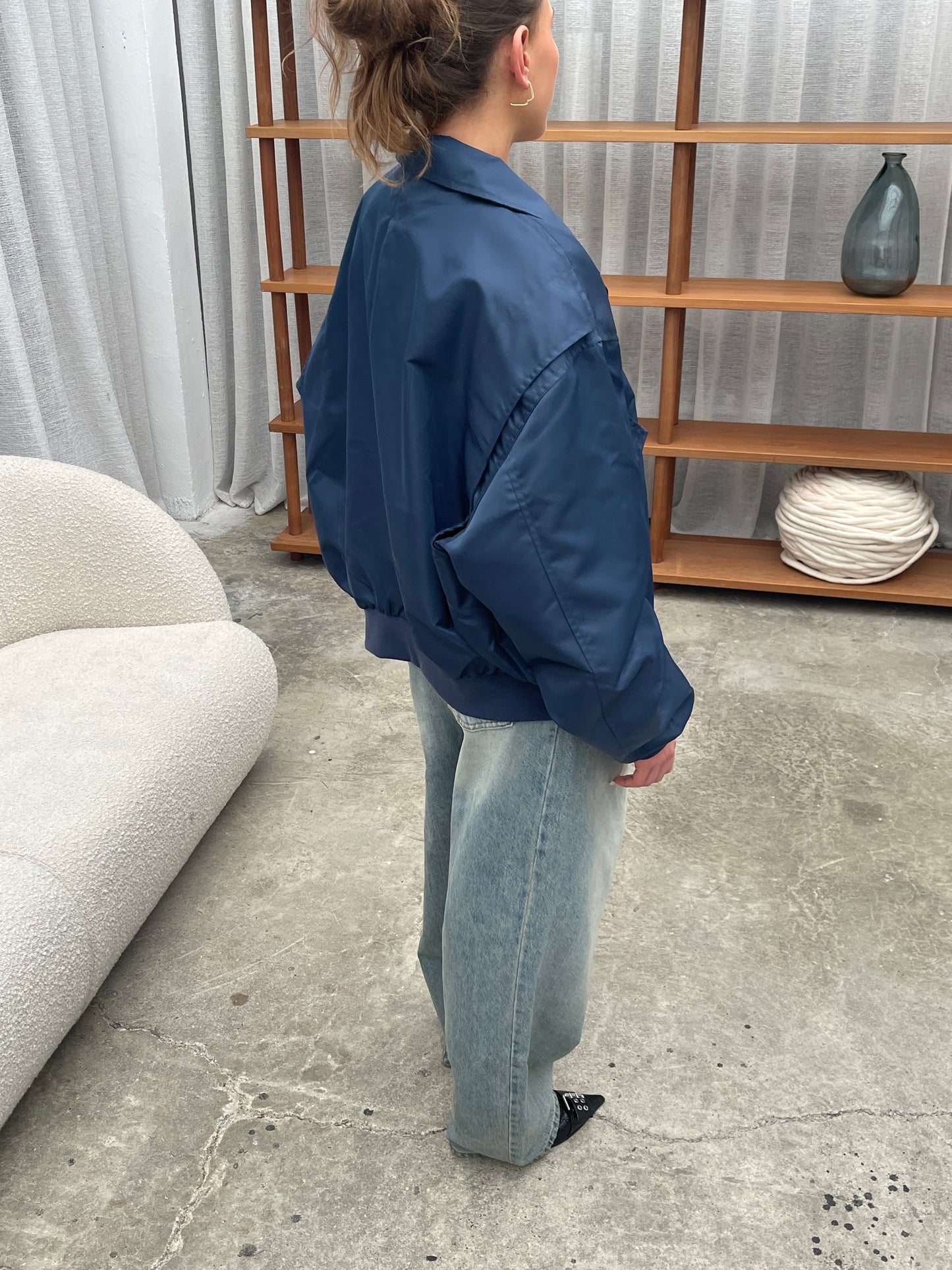 Oversized Zipper Bomber Blue