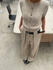 Front Pleated Belted Pants Sand