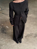 Front Pleated Belted Tailored Pants Black