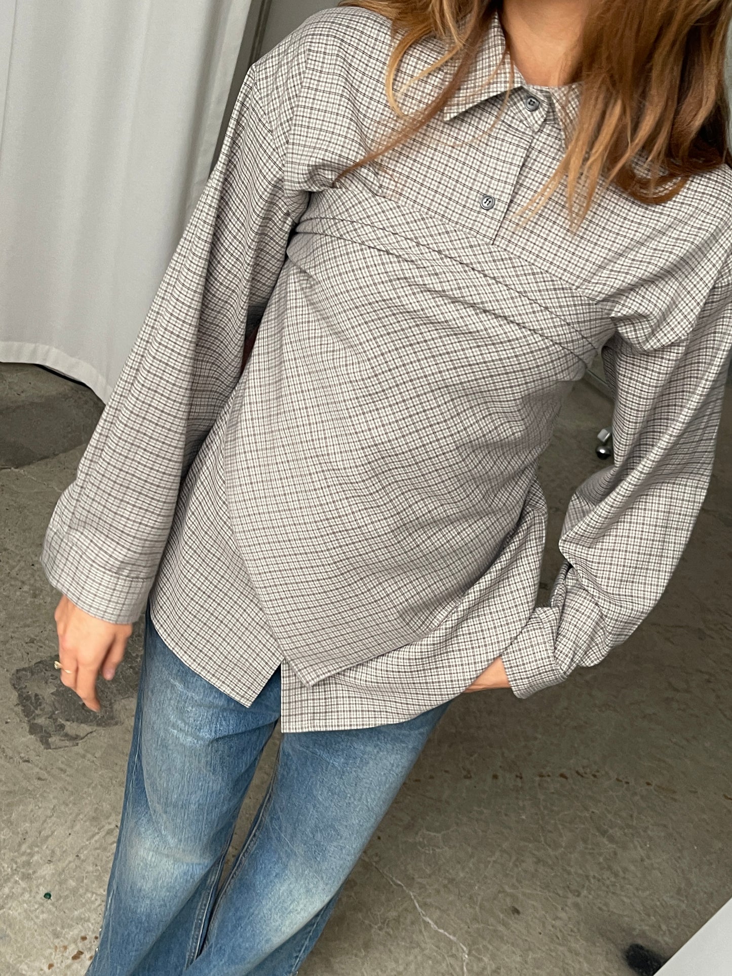 Checked Wrap Shirt Grey