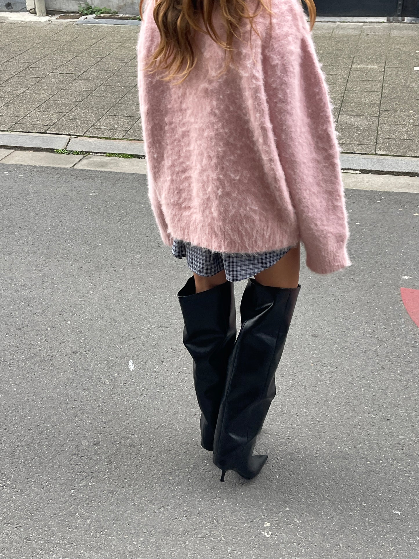 Oversized Wool Mix Jumper Pink