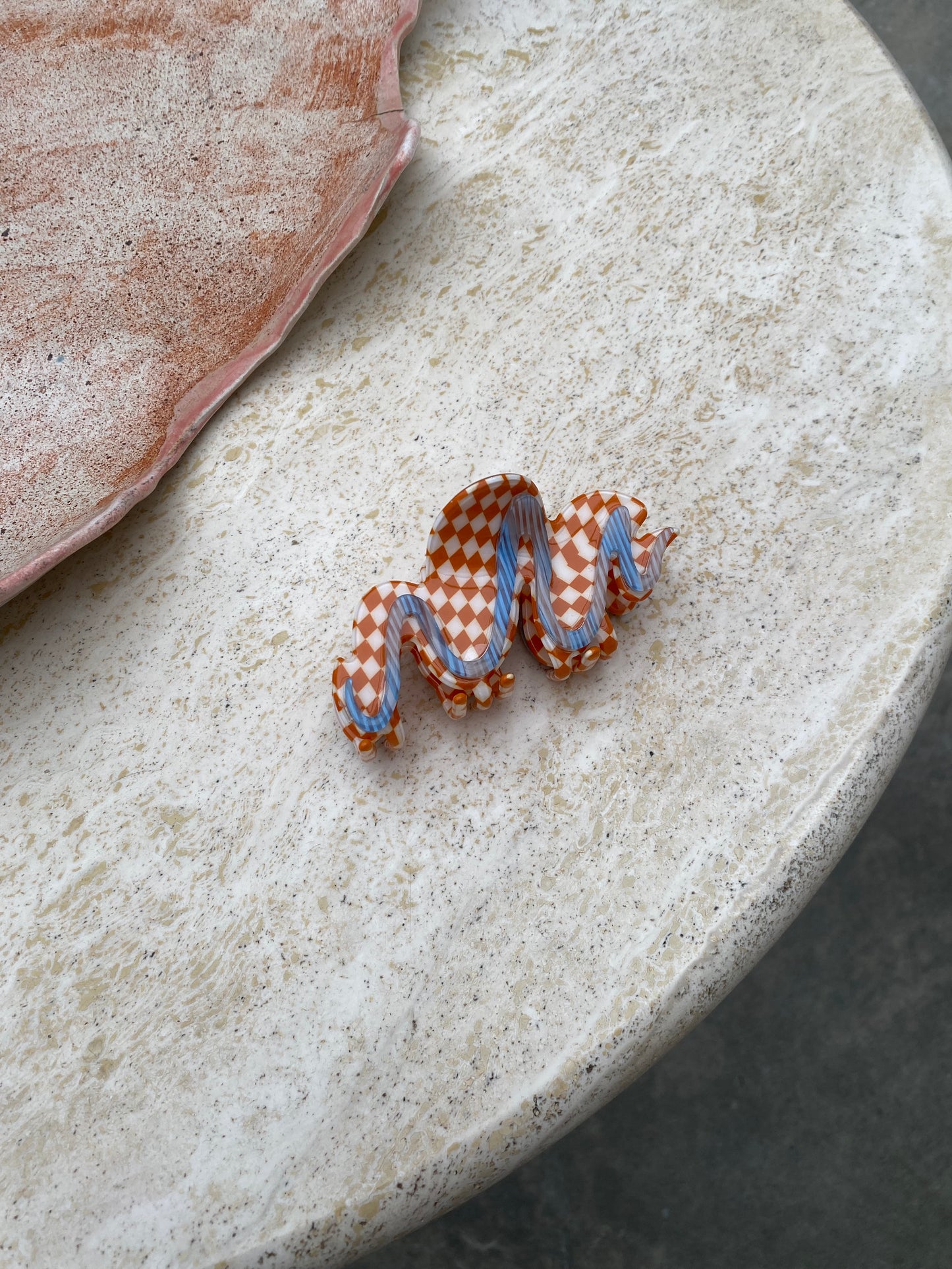 Wavy Hairclip Checked