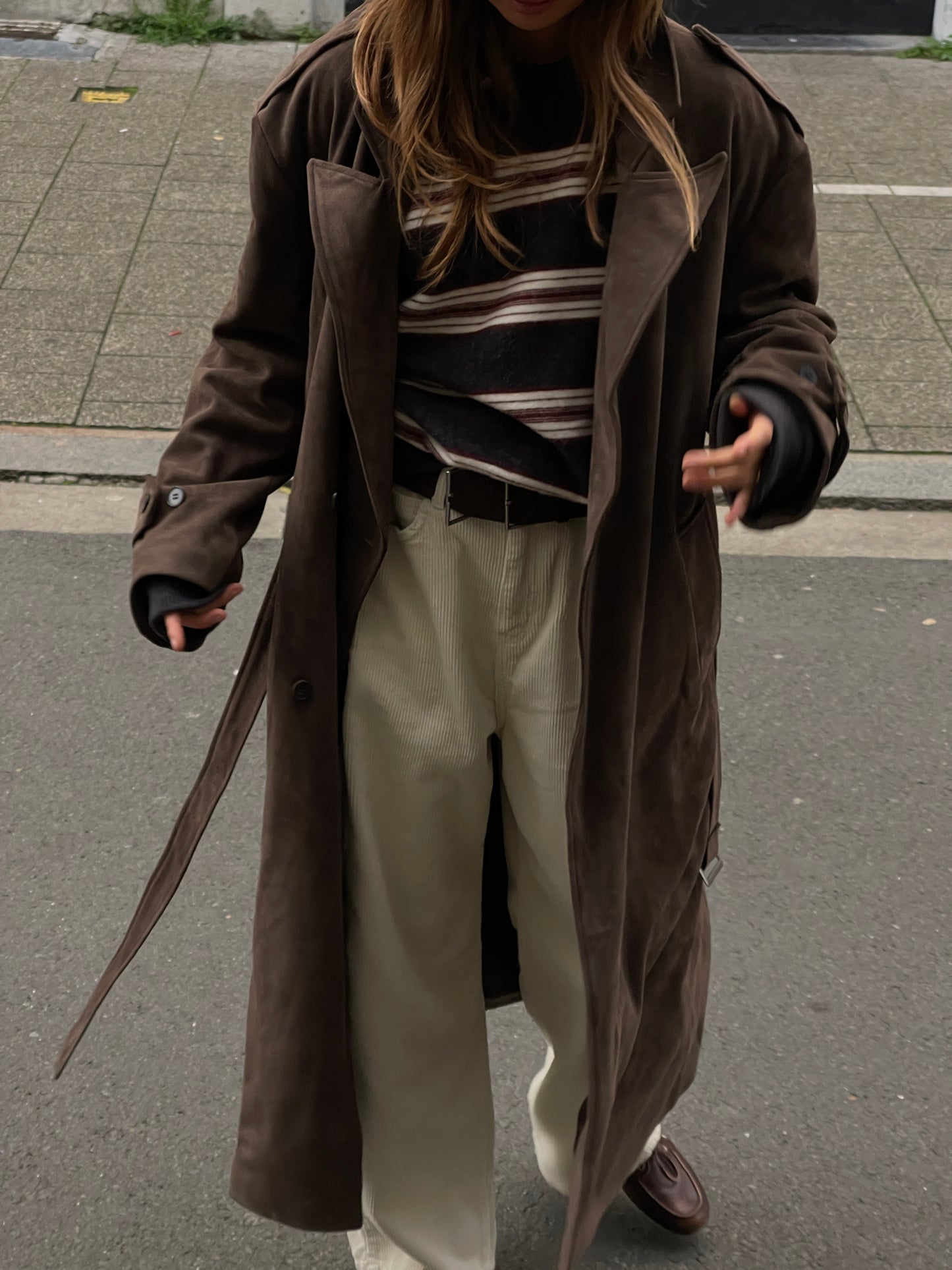 Oversized Striped Sweater Charcoal