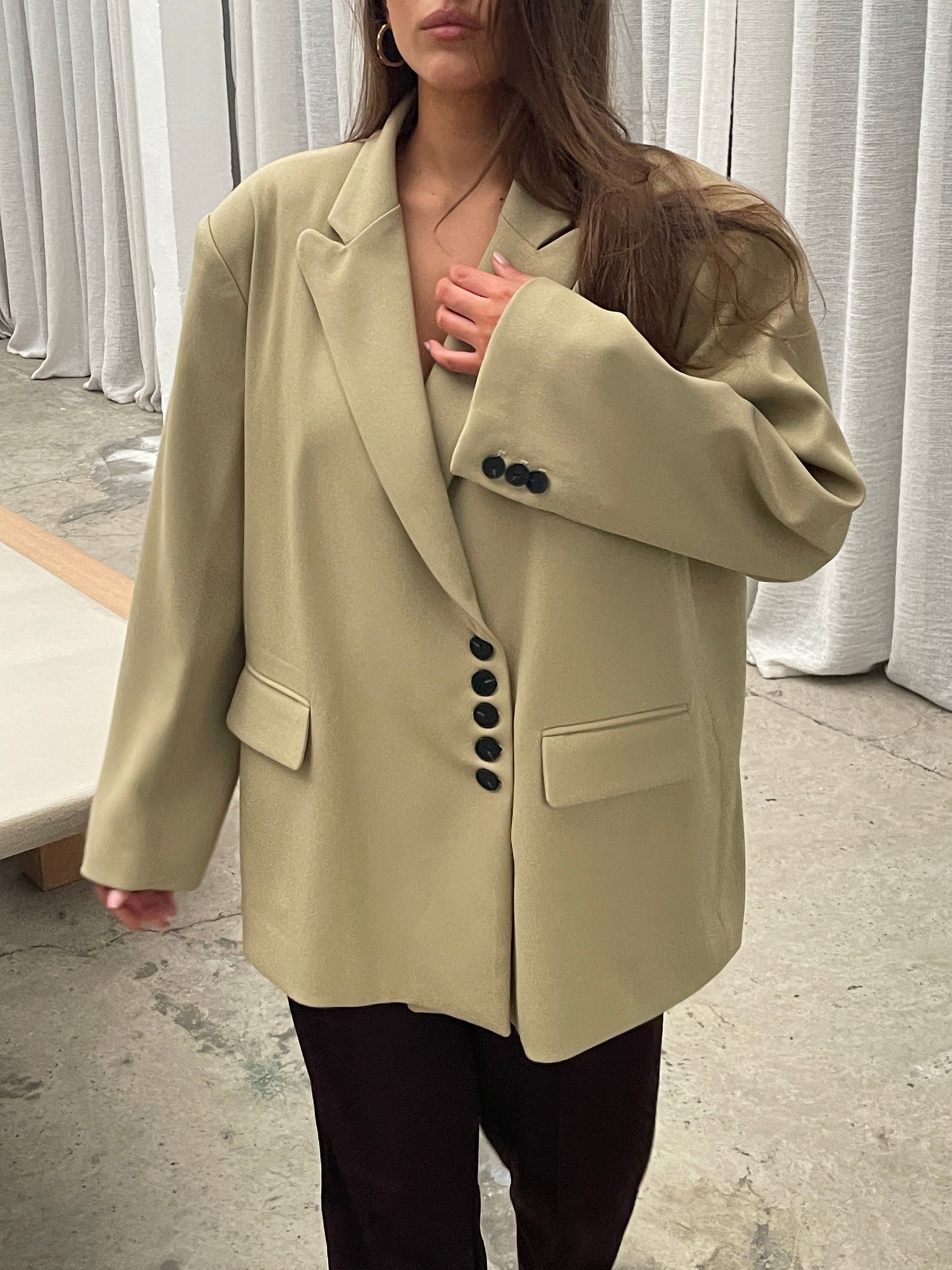 Oversized Multi Button Blazer Camel