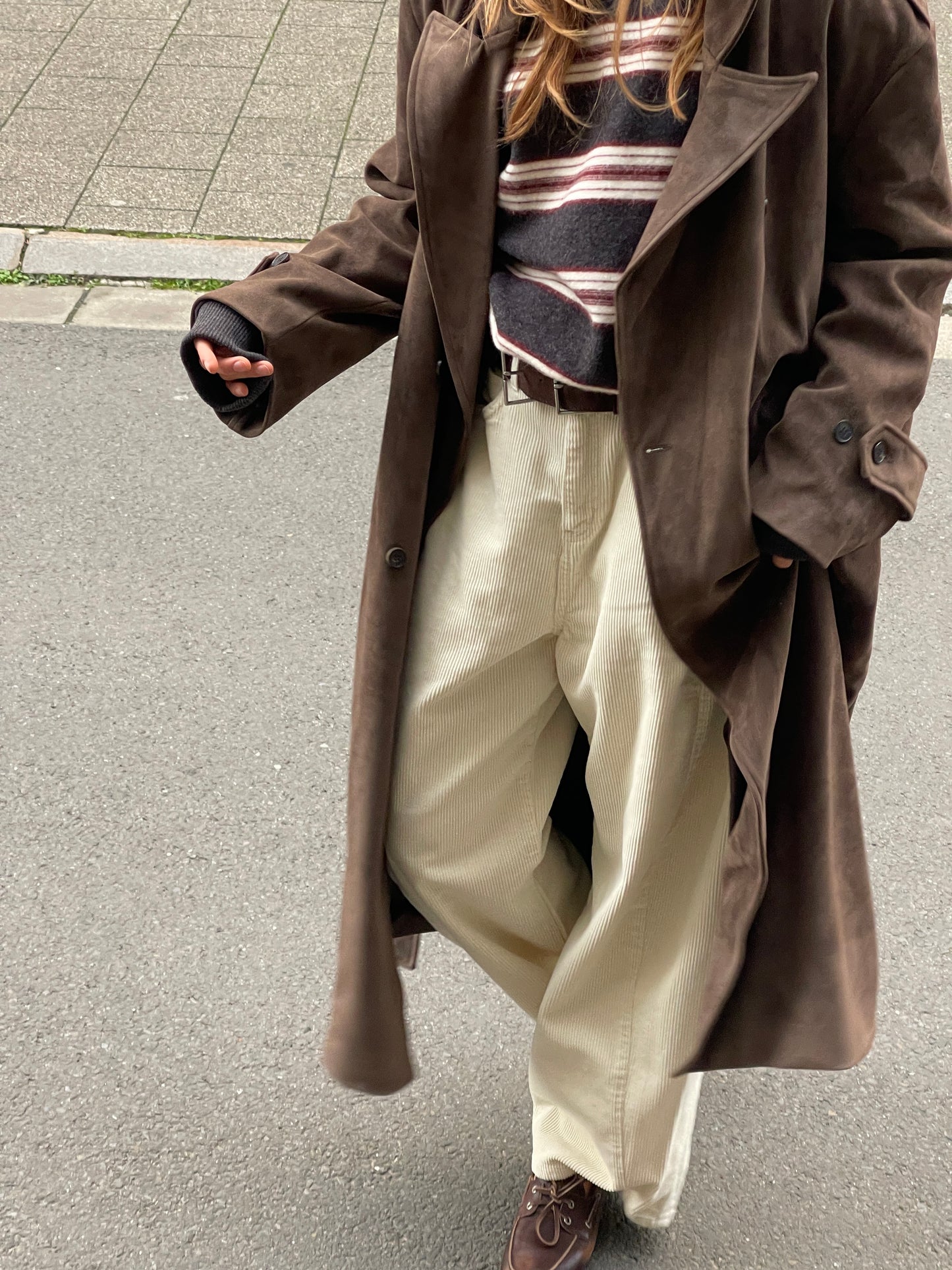 Baggy Wide Leg Corduroy Pants Cream