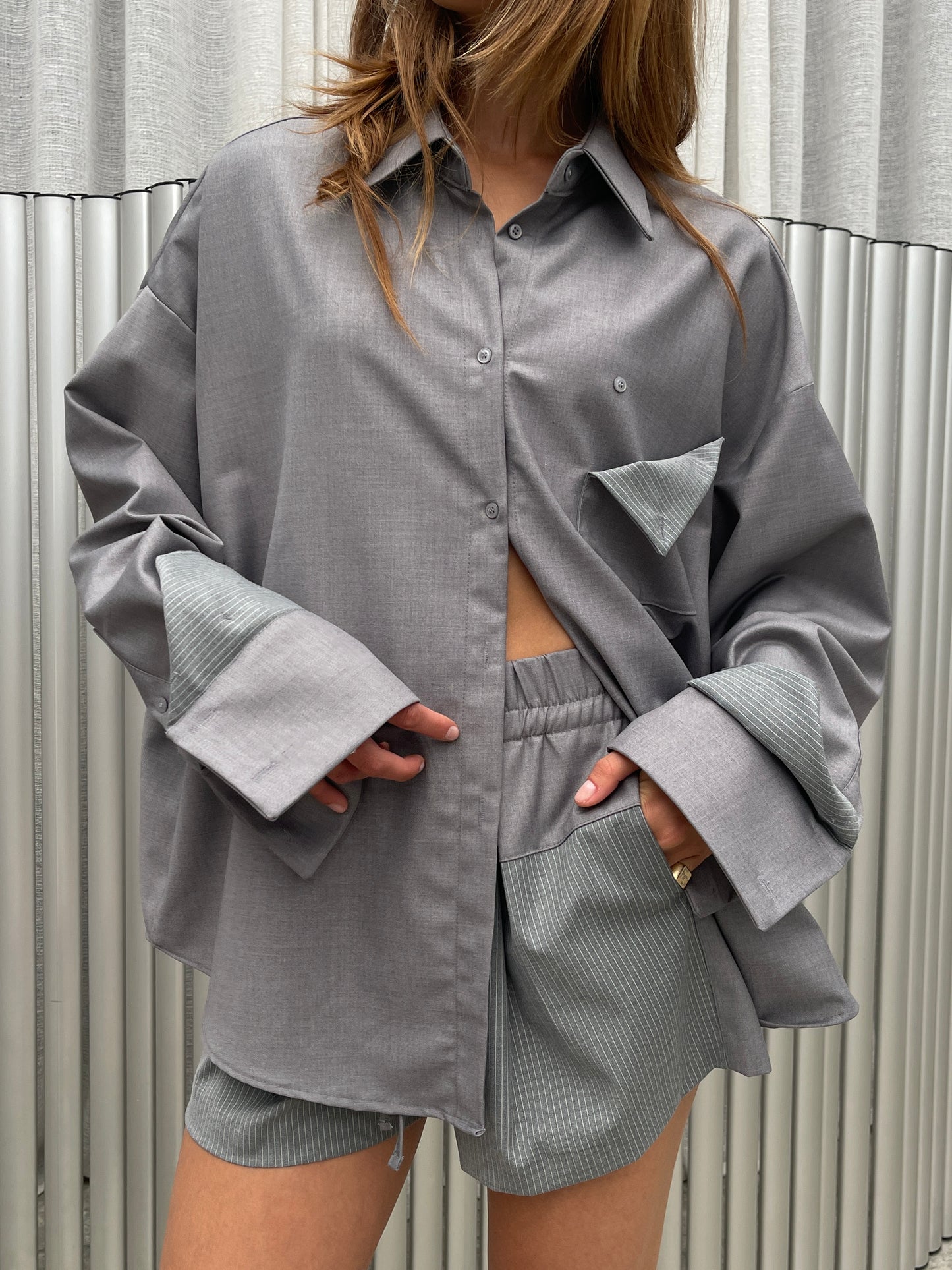 Striped Shorts Grey