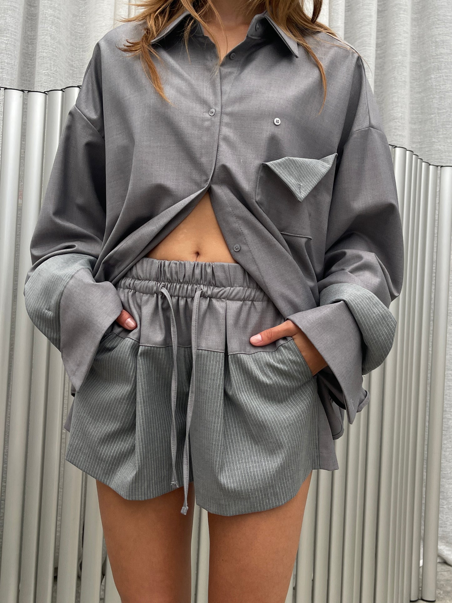 Striped Shorts Grey