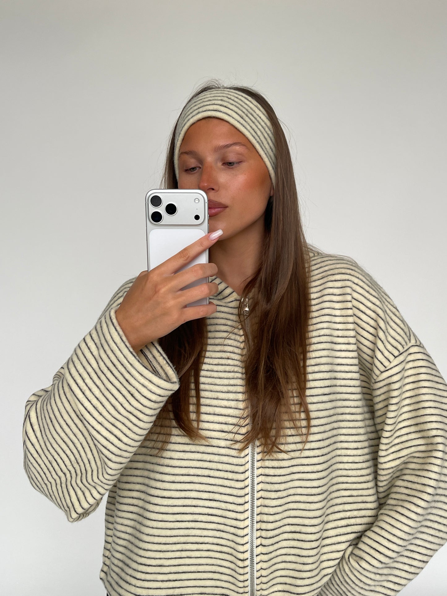 Soft Striped Headband Ivory
