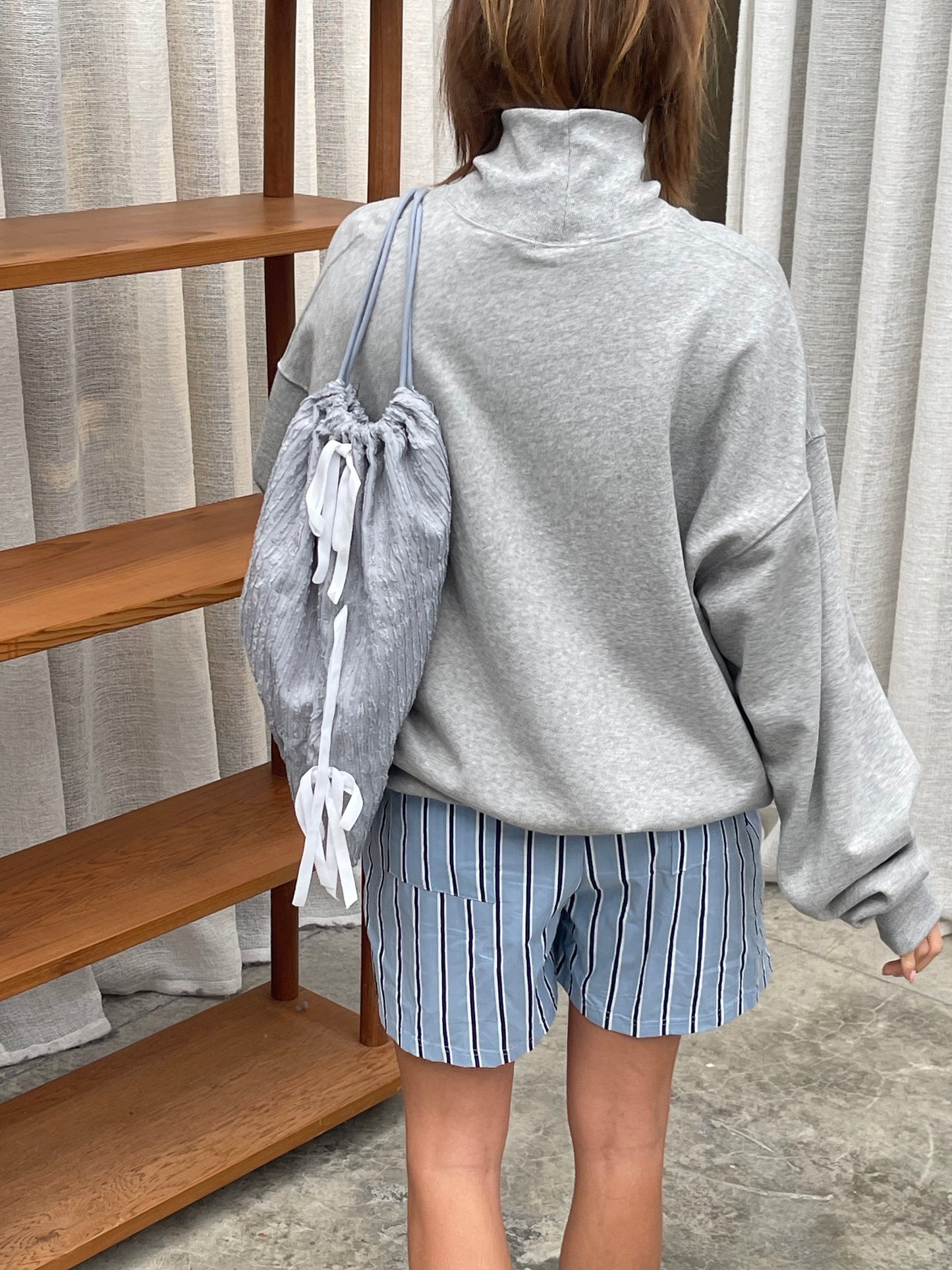 Striped Midi Shorts Blue