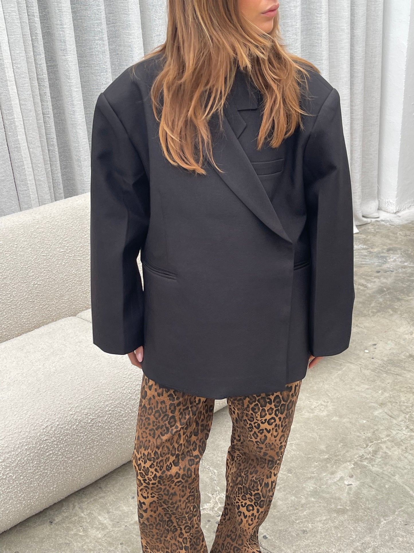 Oversized Side Slit Blazer Black