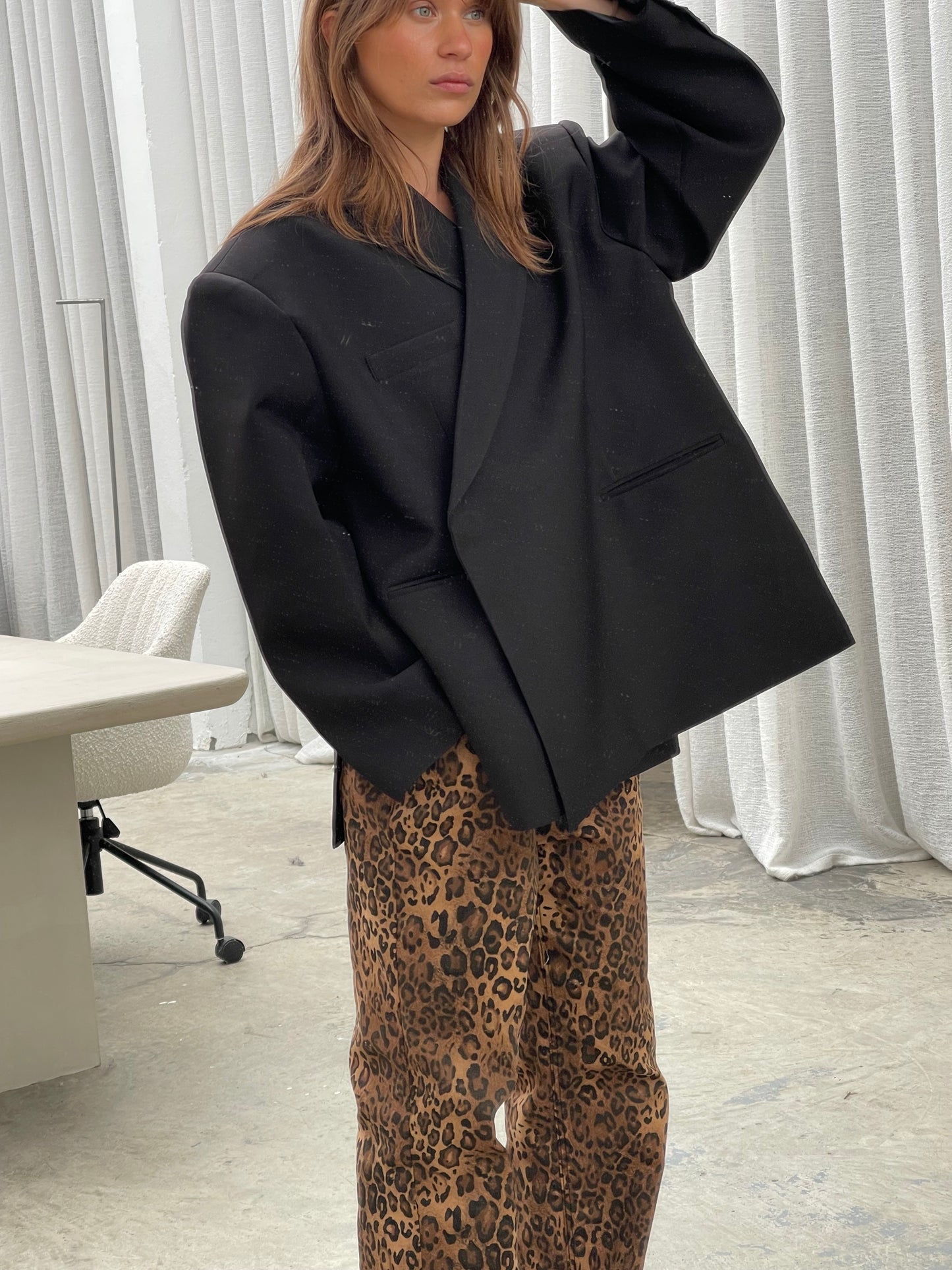 Oversized Side Slit Blazer Black