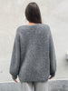 Oversized Press Button Fluffy Cardigan Grey