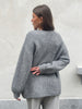 Oversized Press Button Fluffy Cardigan Grey