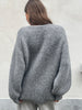 Oversized Press Button Fluffy Cardigan Grey