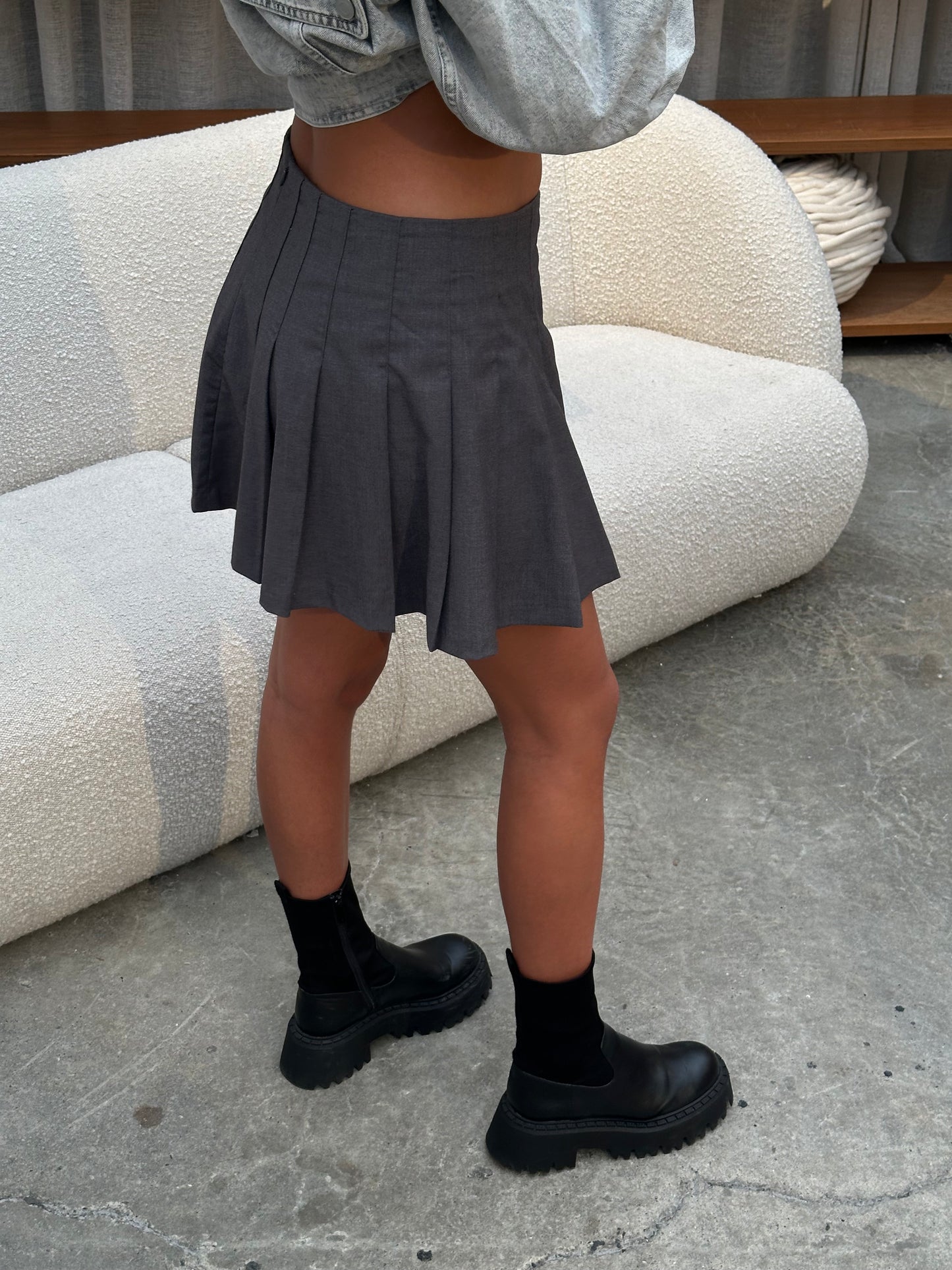Mini Pleated Skirt Grey