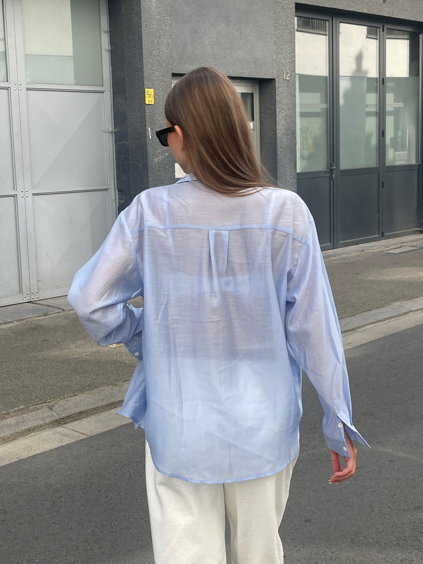 Oversized Double Button Shirt Blue