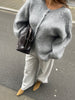 Oversized Press Button Fluffy Cardigan Grey