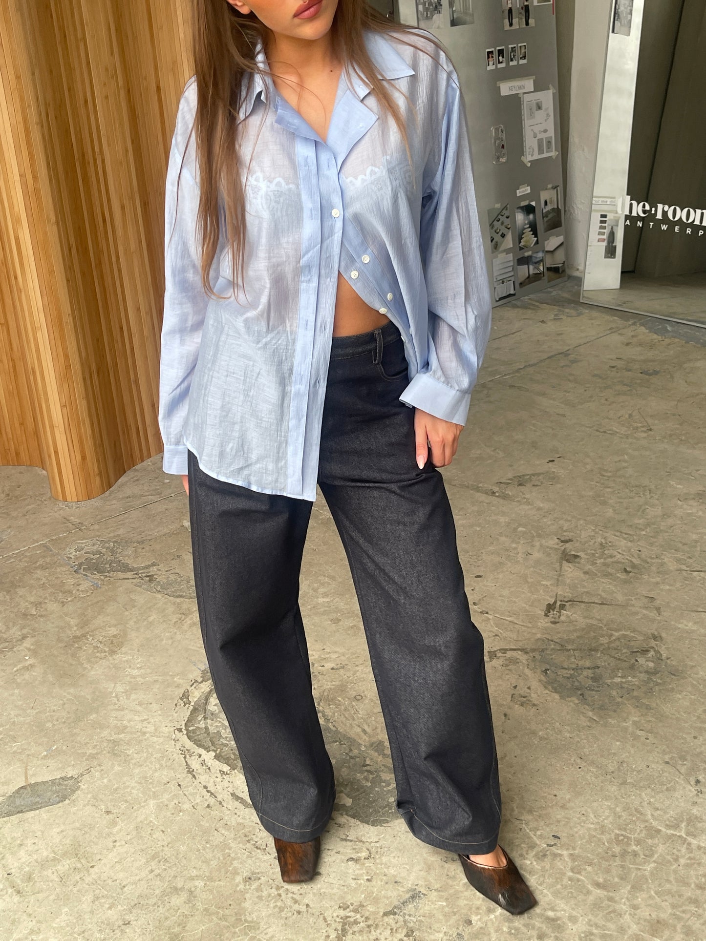 Oversized Double Button Shirt Blue