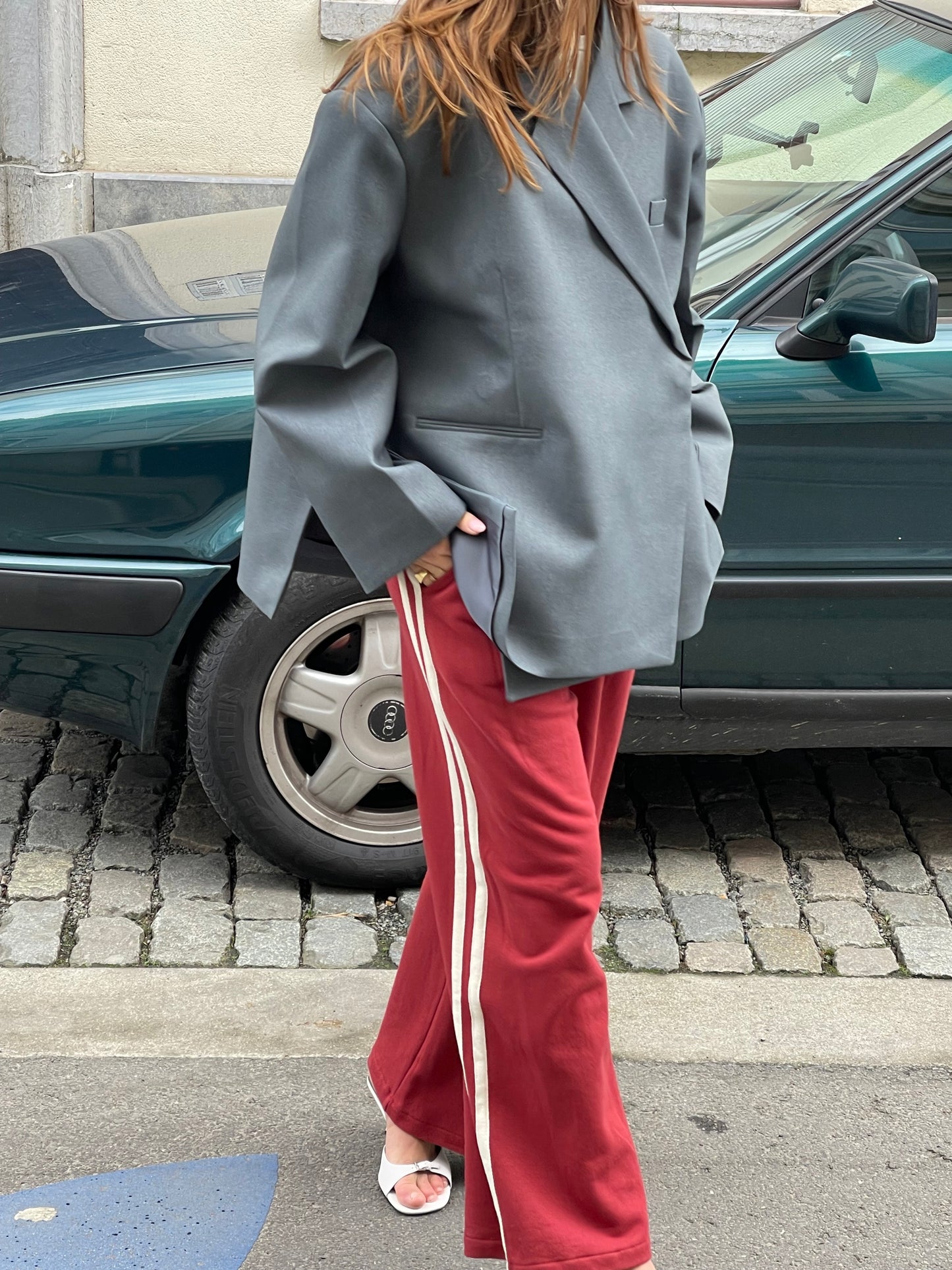 Übergroßer Blazer mit Seitenschlitz Stahlblau