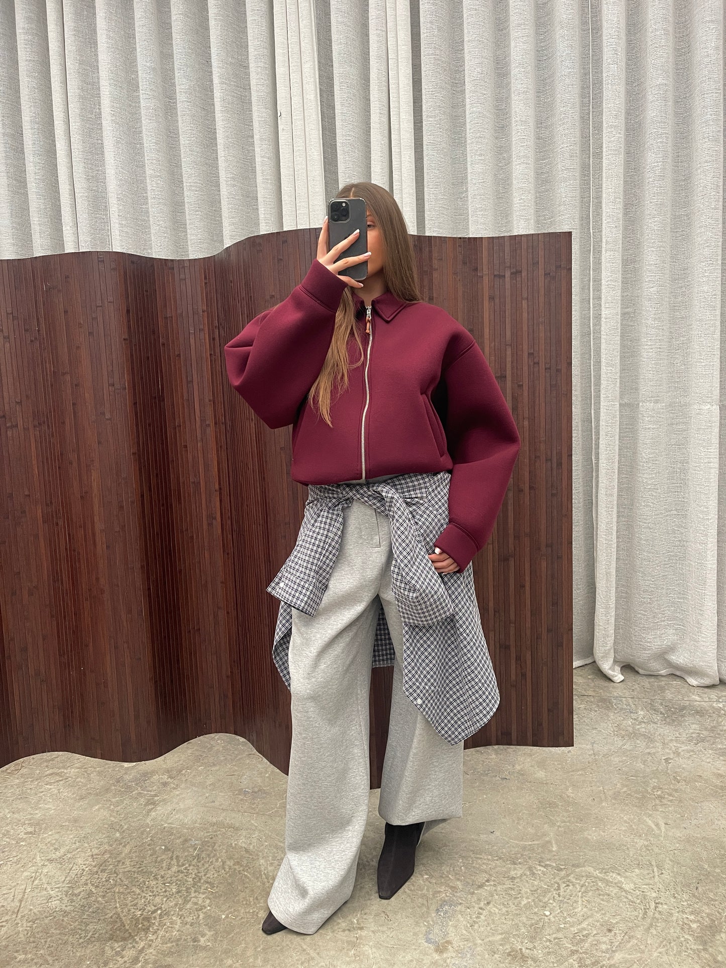 Zipper Vest Burgundy