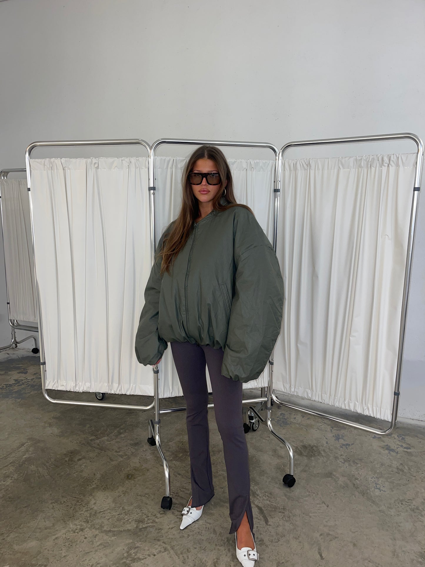 Oversized Bomber Oil Khaki