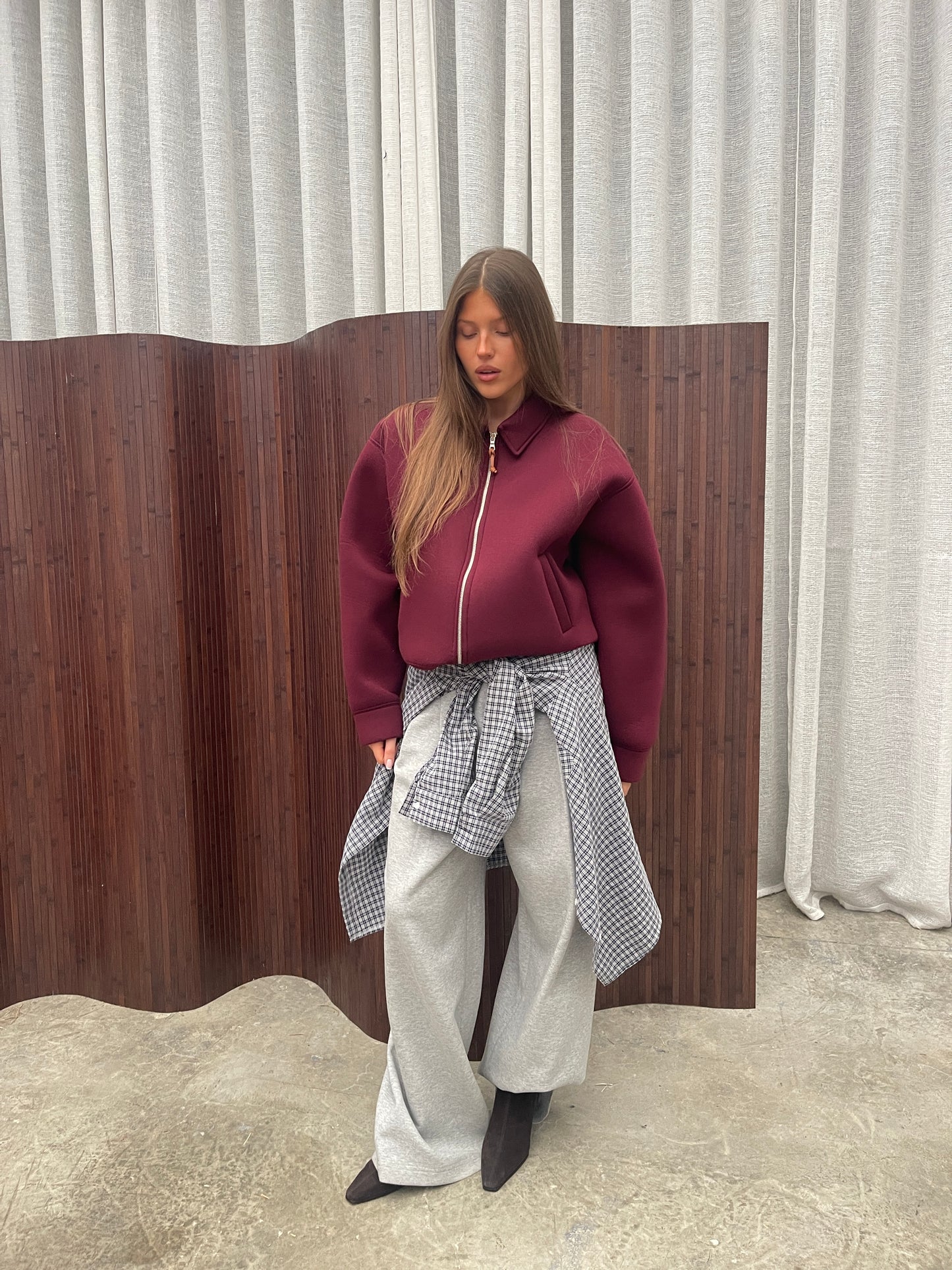 Zipper Vest Burgundy