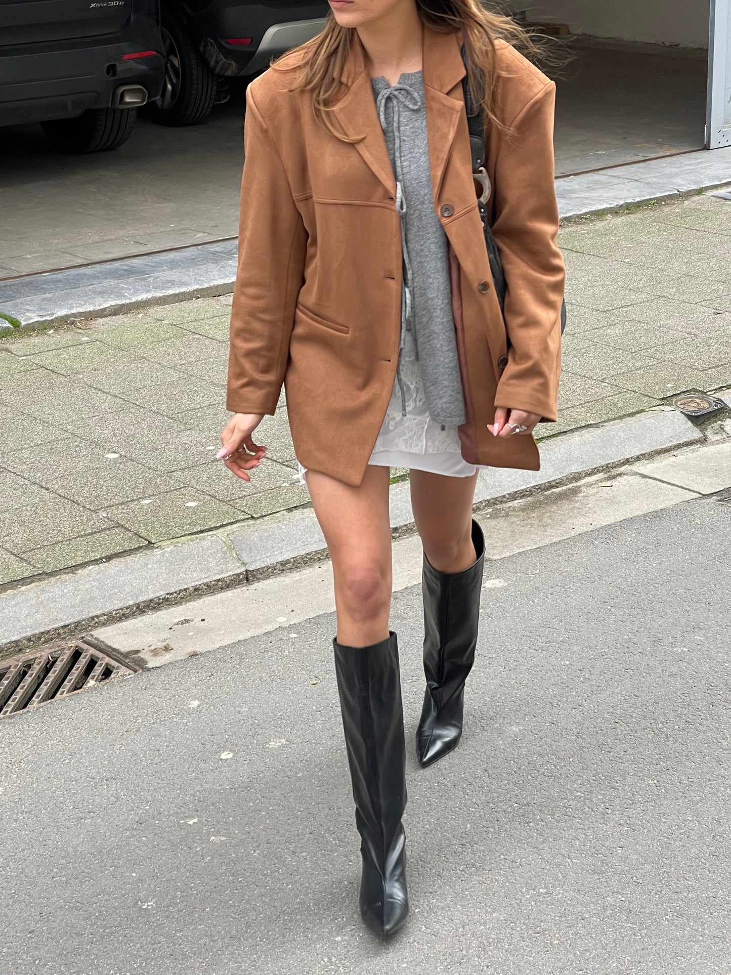 Suede Blazer Camel