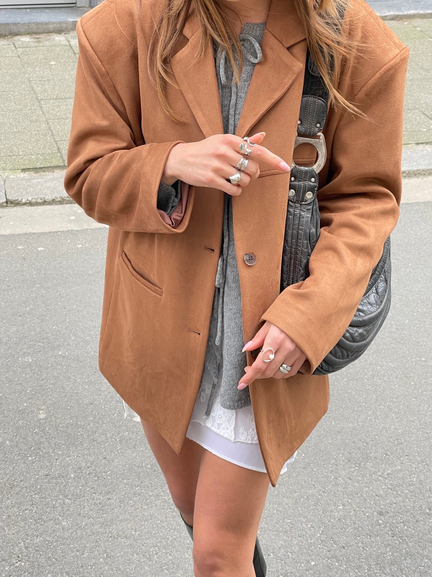Suede Blazer Camel