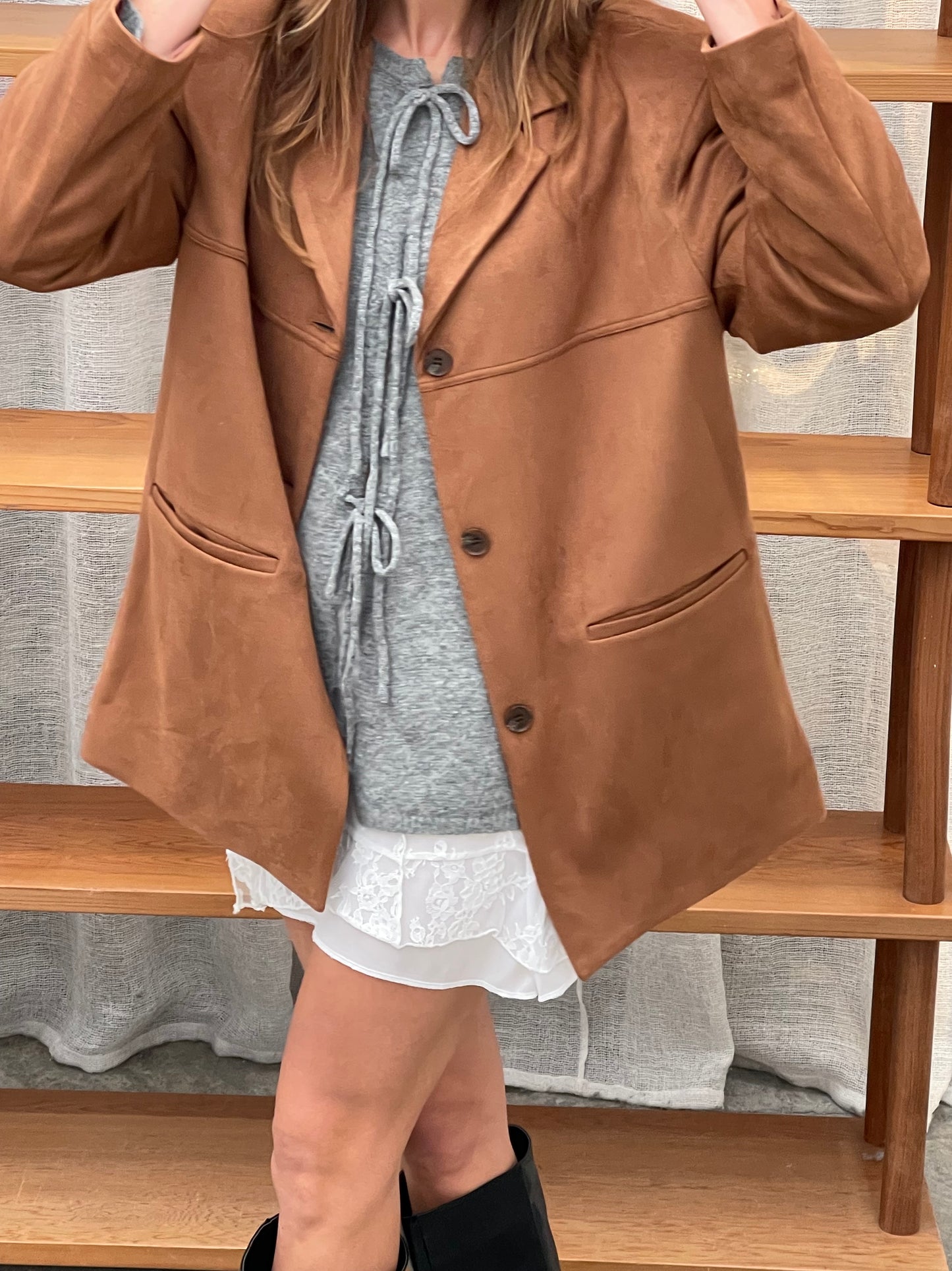 Suede Blazer Camel