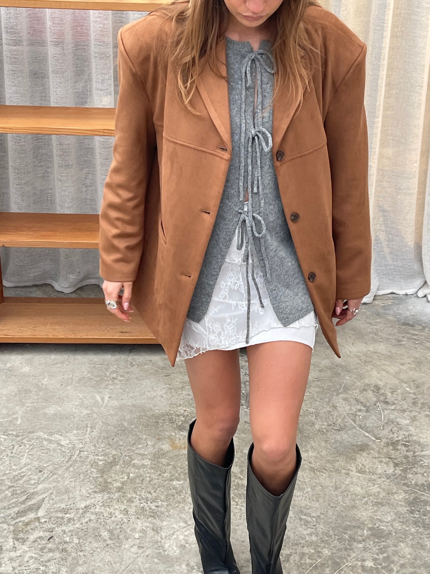 Suede Blazer Camel