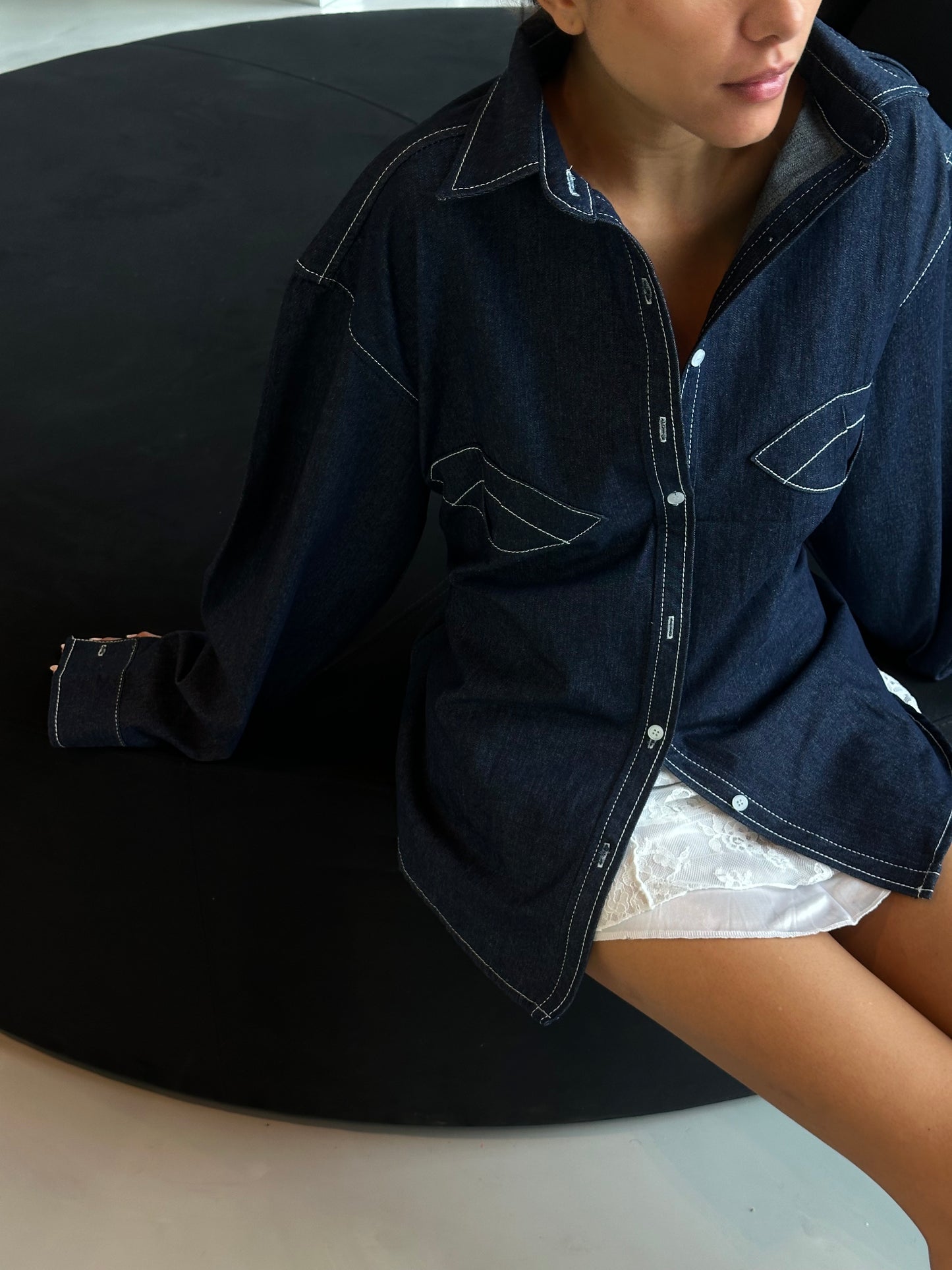 Mermaid Blouse Dark Blue Denim