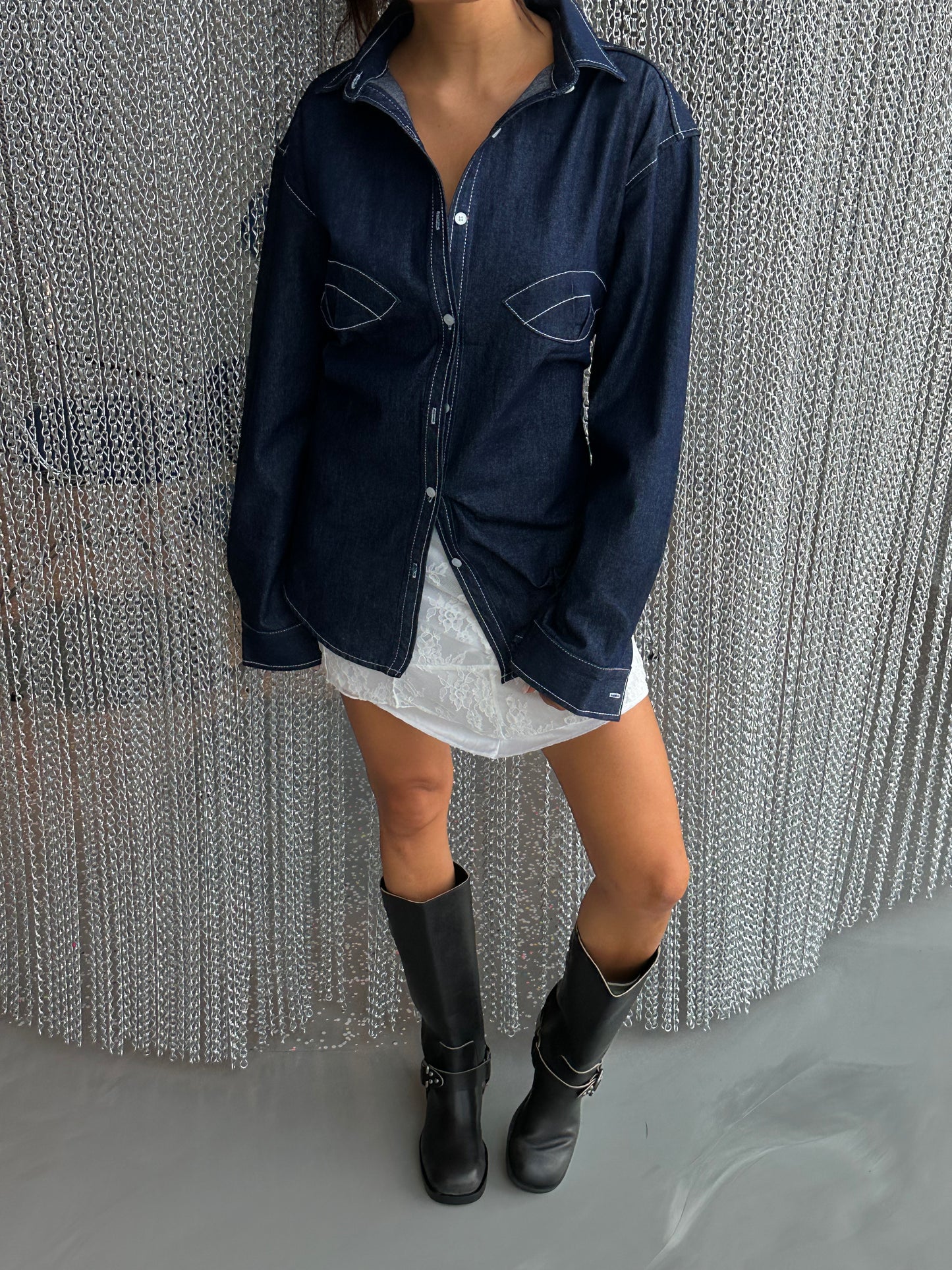 Mermaid Blouse Dark Blue Denim