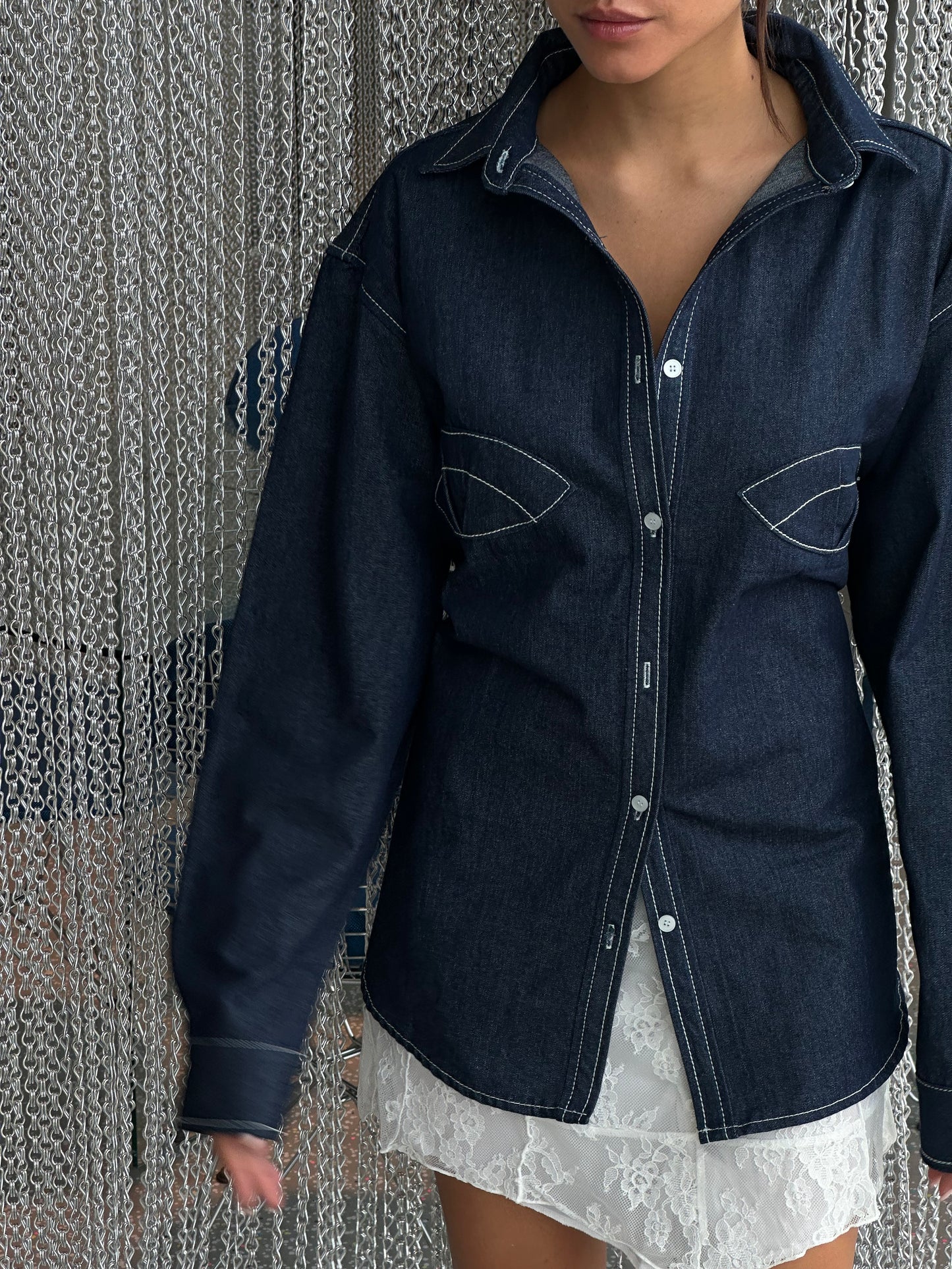 Mermaid Blouse Dark Blue Denim