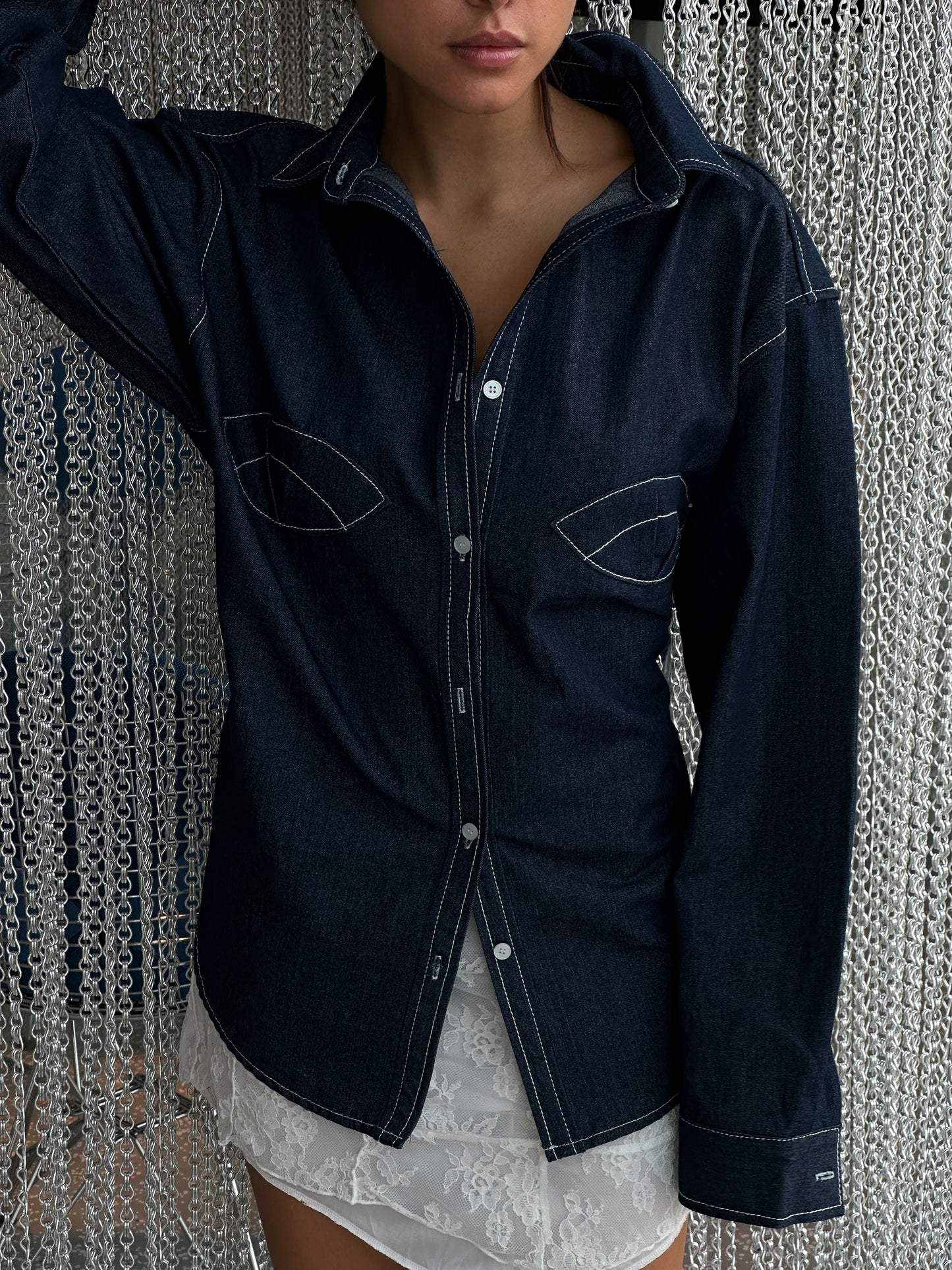 Mermaid Blouse Dark Blue Denim