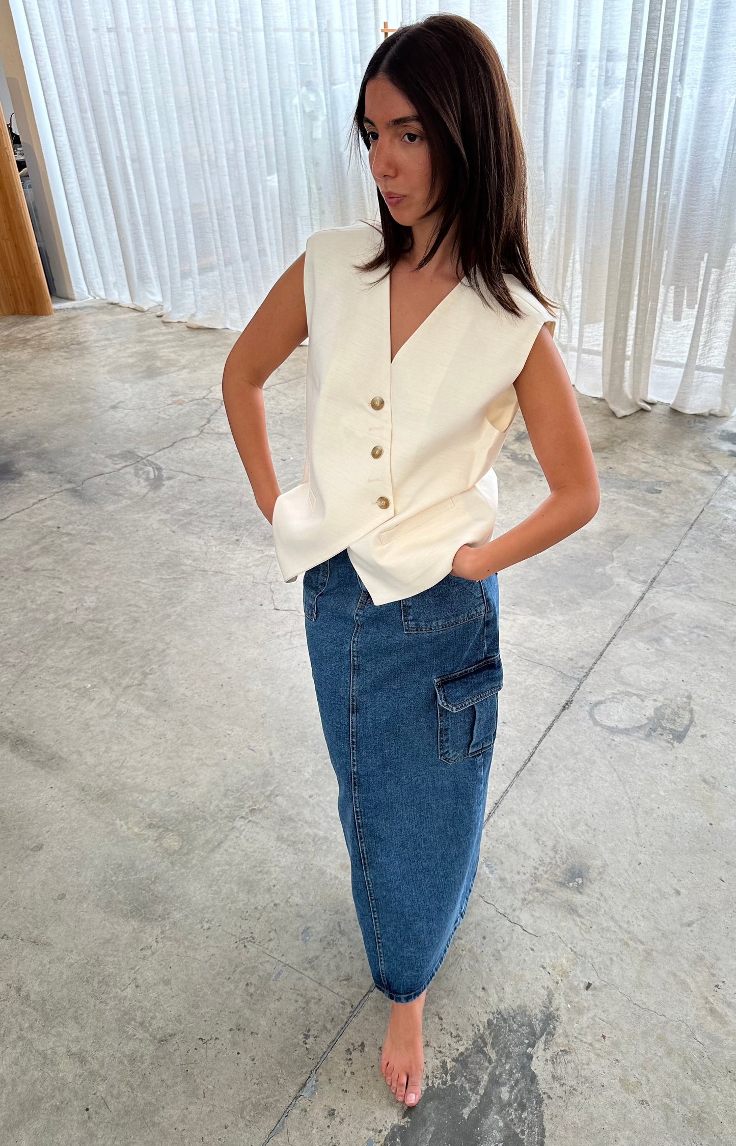 Cargo Denim Skirt