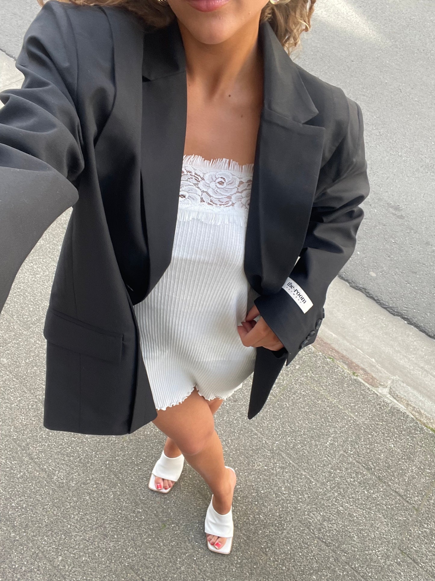 Mini Lace Trim Dress White