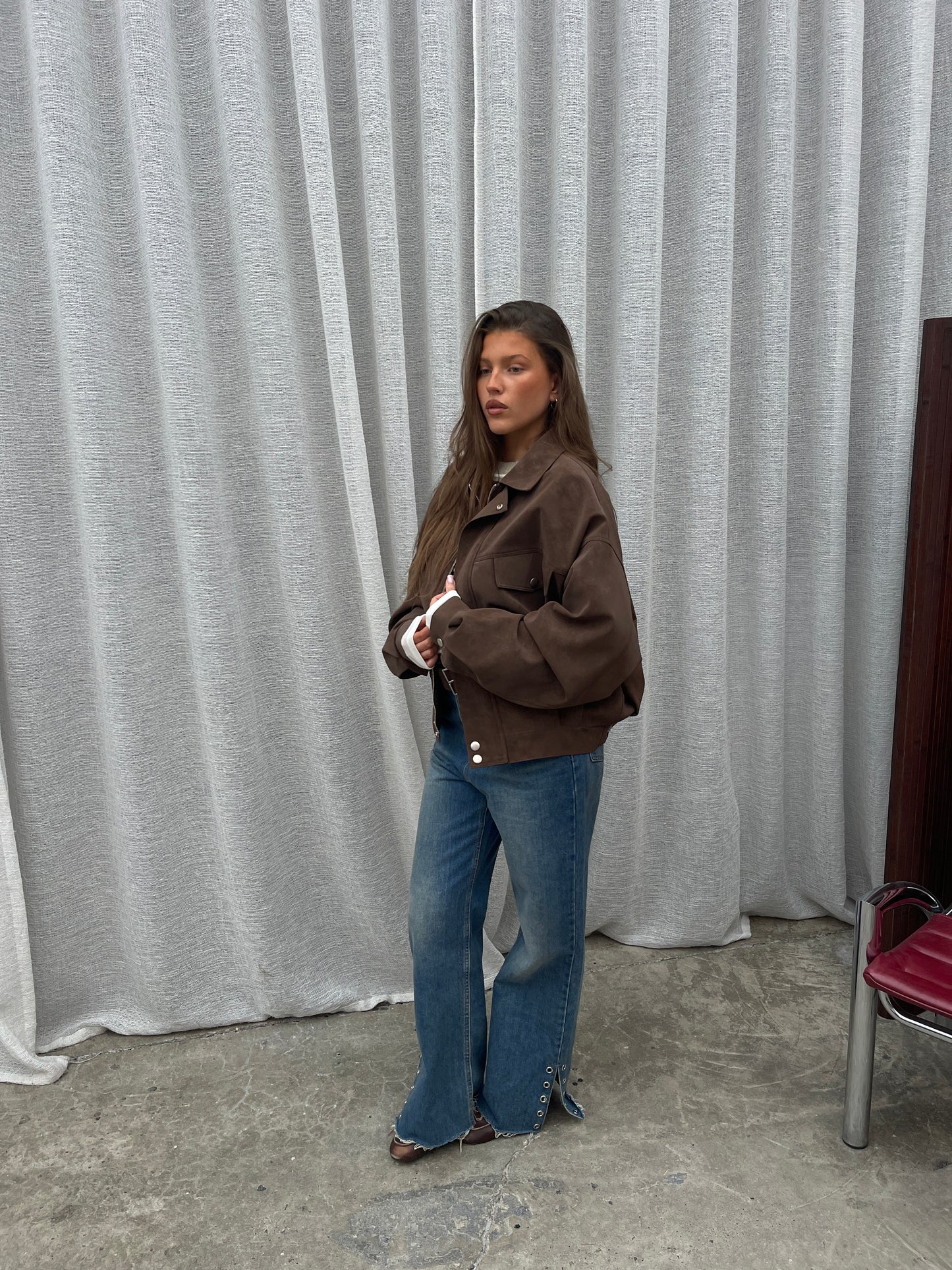 Suede Style Front Pocket Jacket