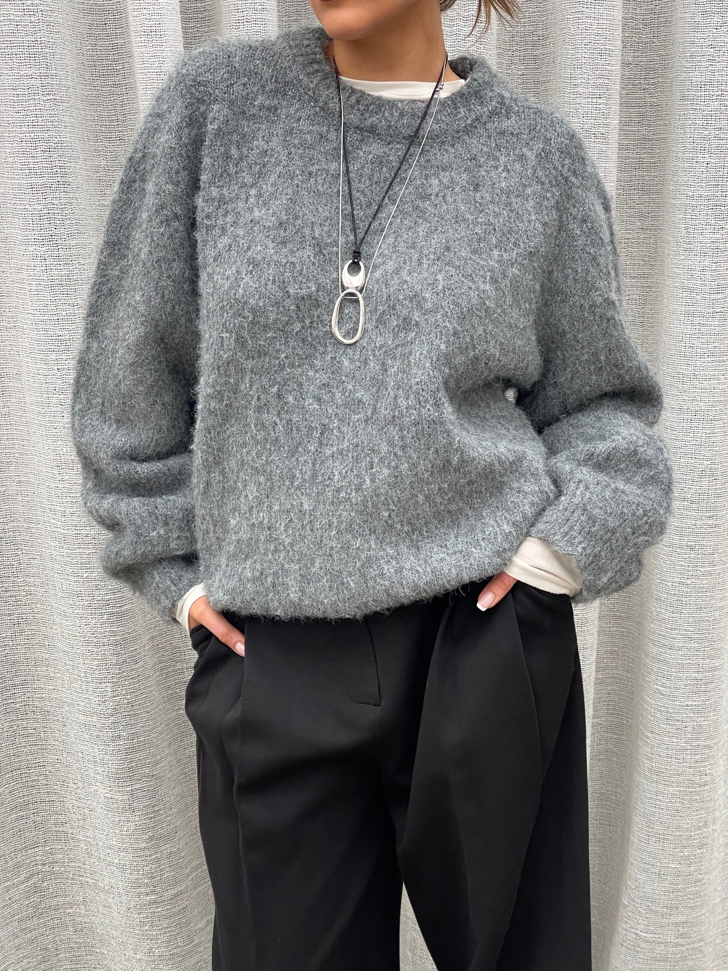 Oversized Wool Mix Jumper Grey