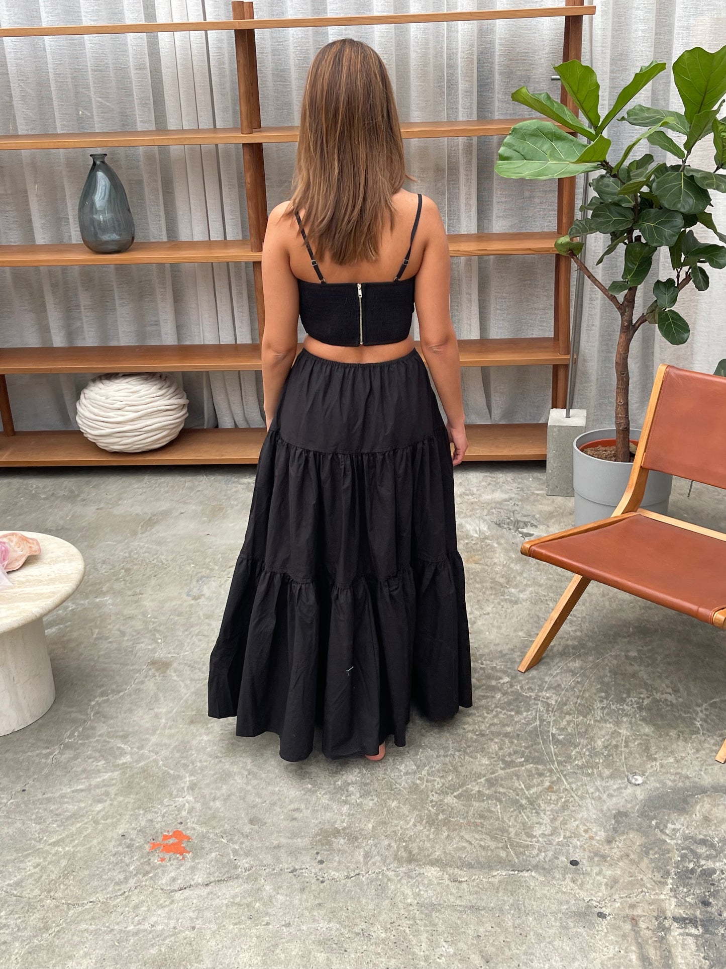 Long Cut Out Dress Black