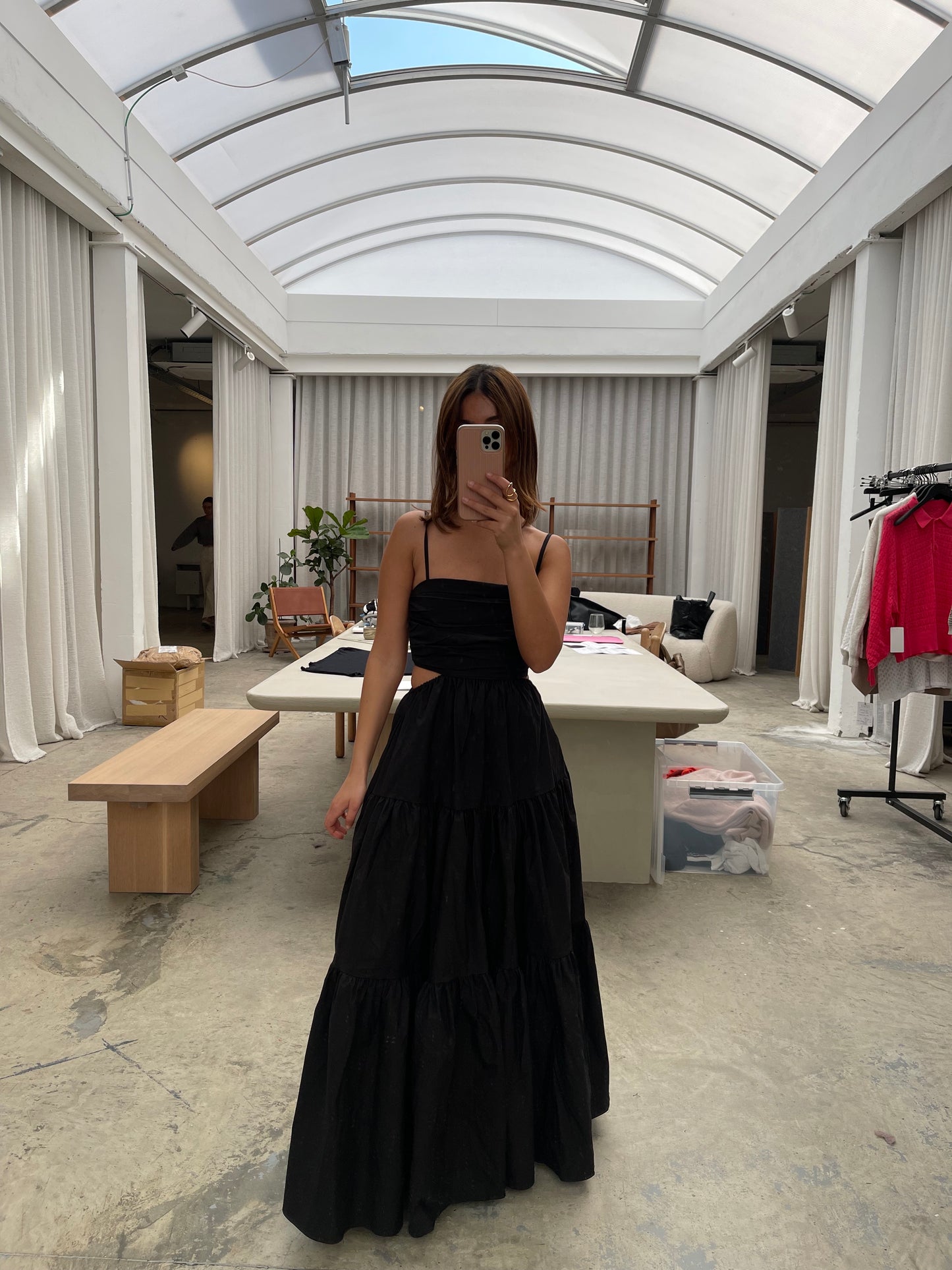 Long Cut Out Dress Black