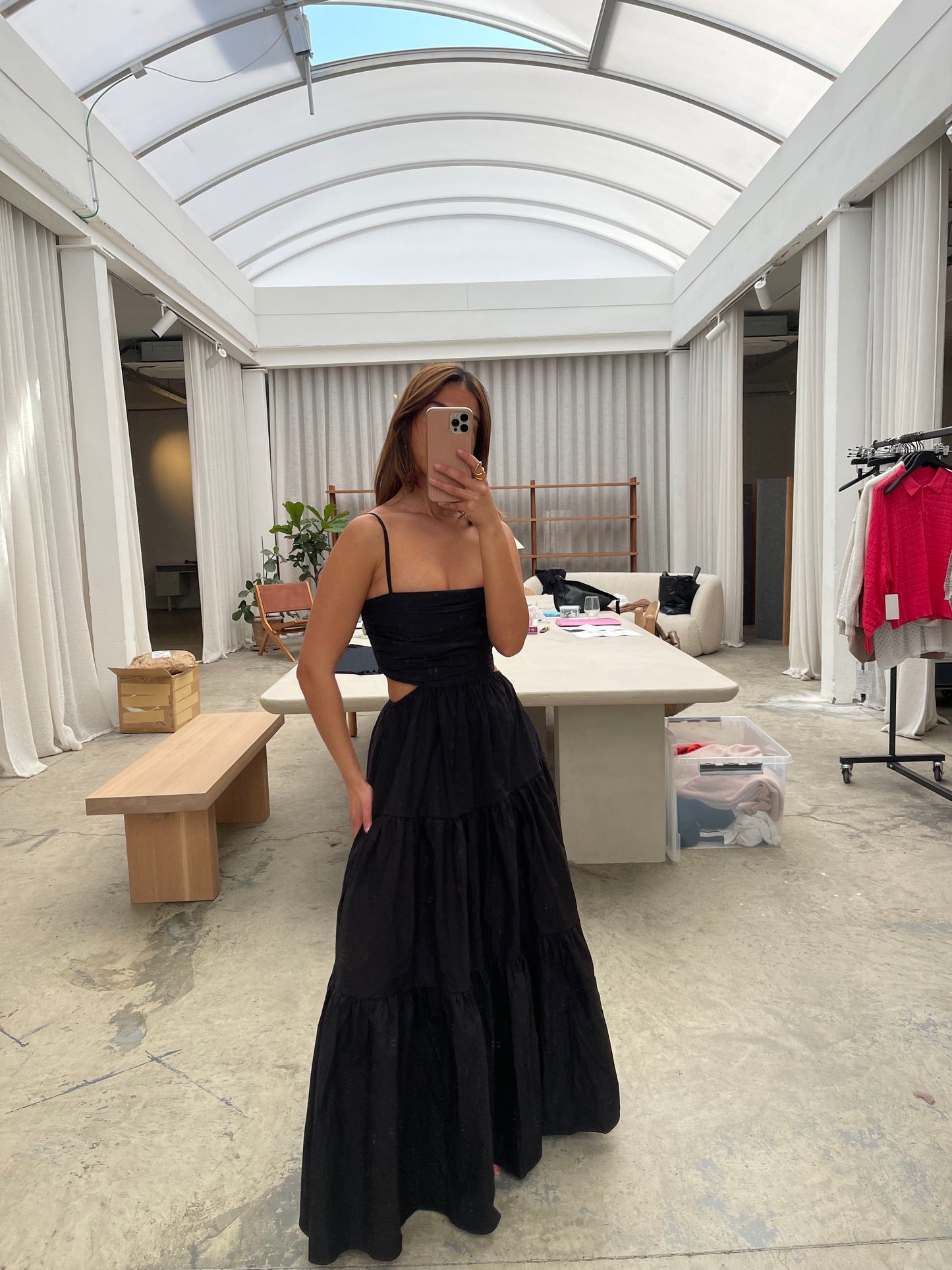 Long Cut Out Dress Black