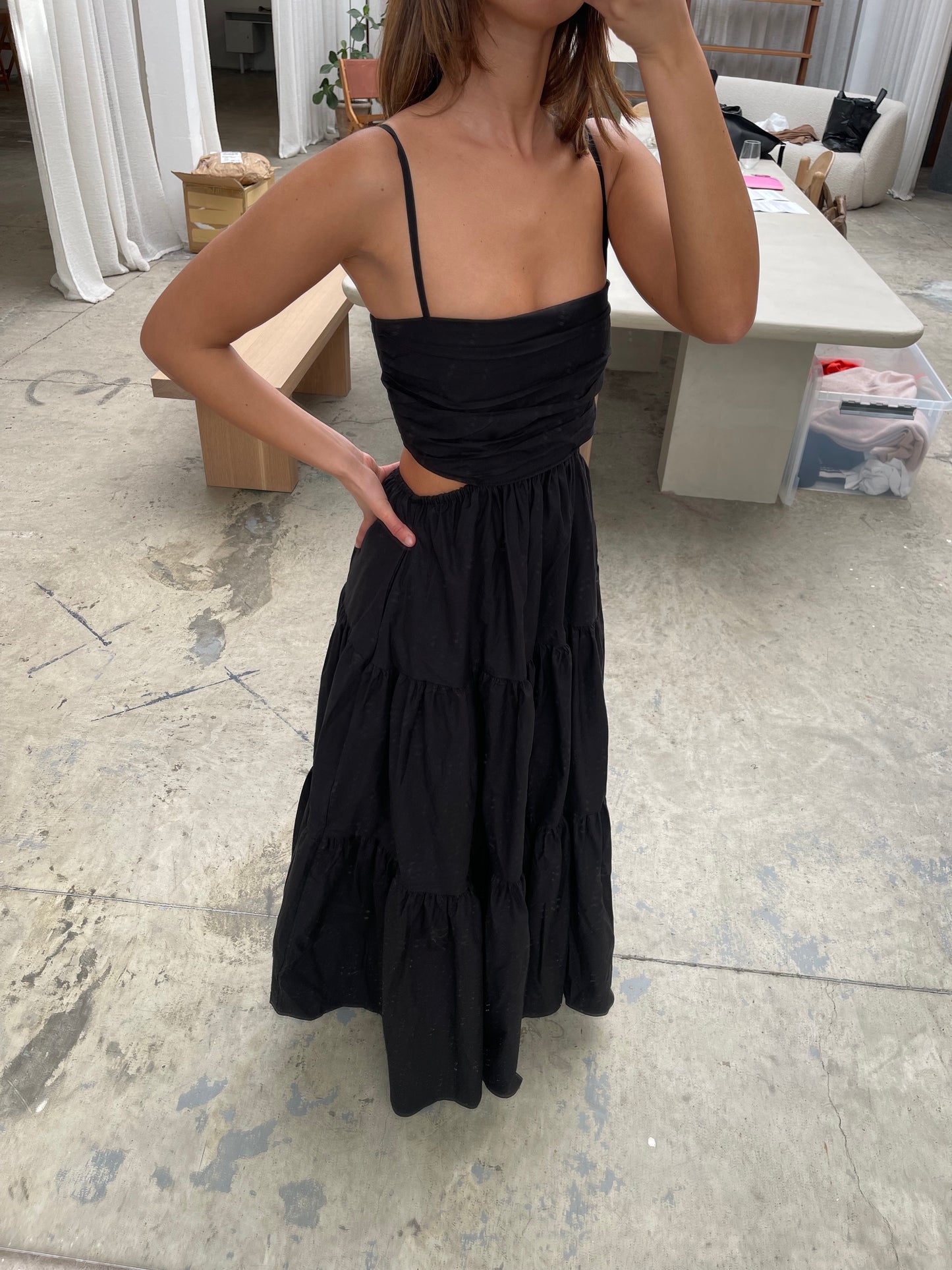 Long Cut Out Dress Black