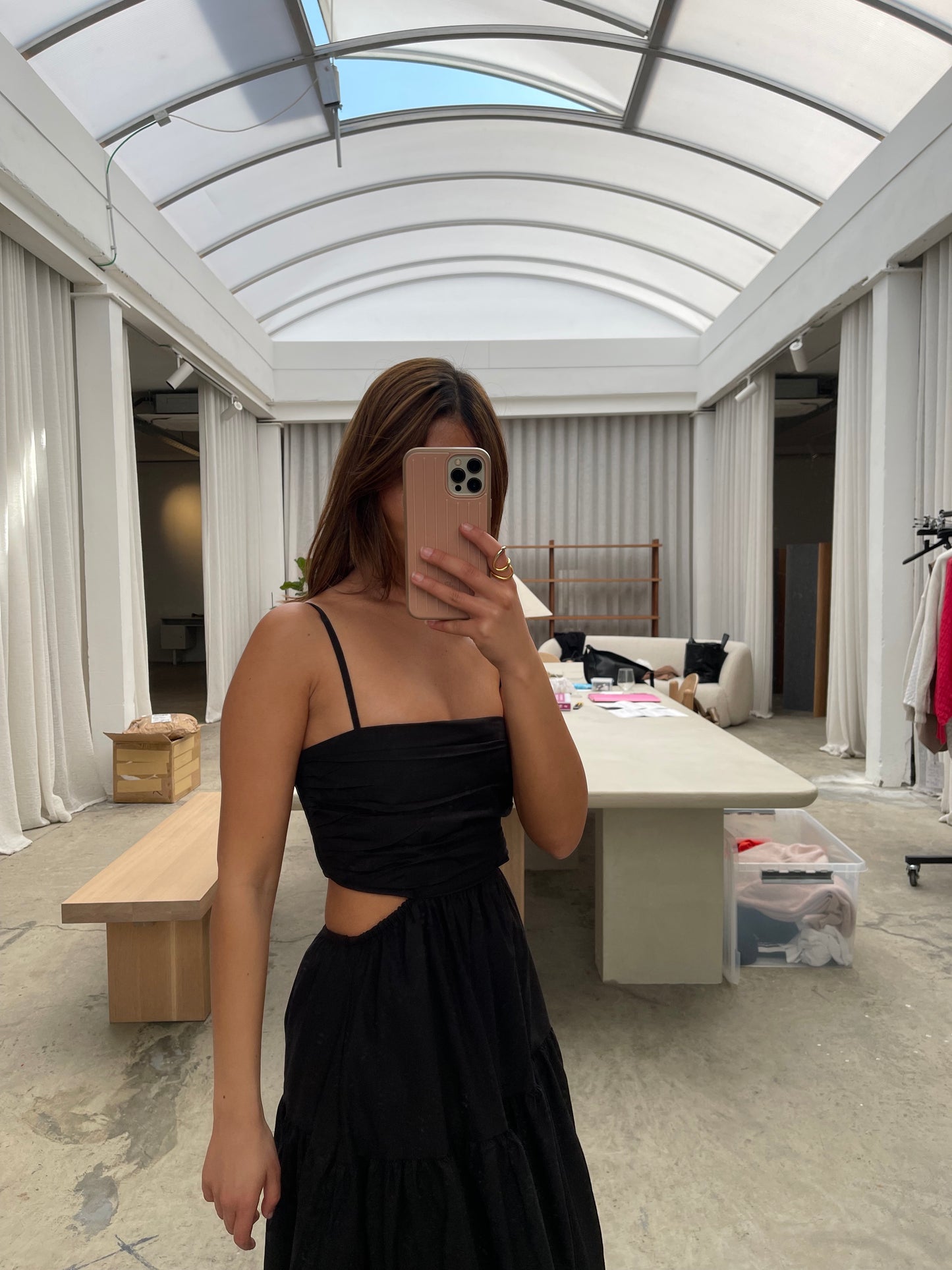 Long Cut Out Dress Black