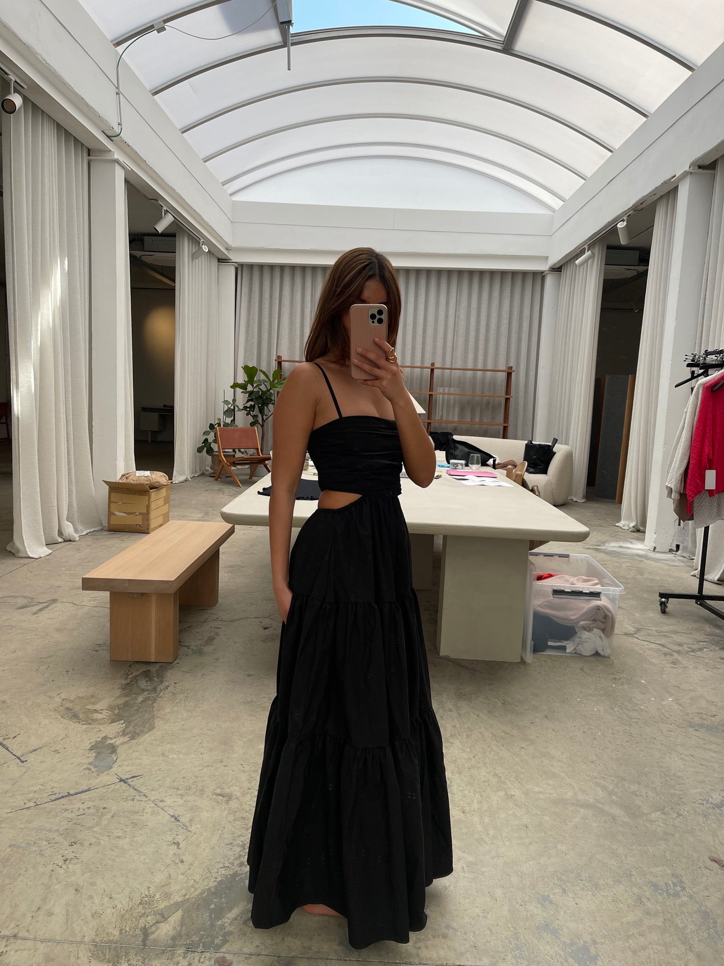 Long Cut Out Dress Black