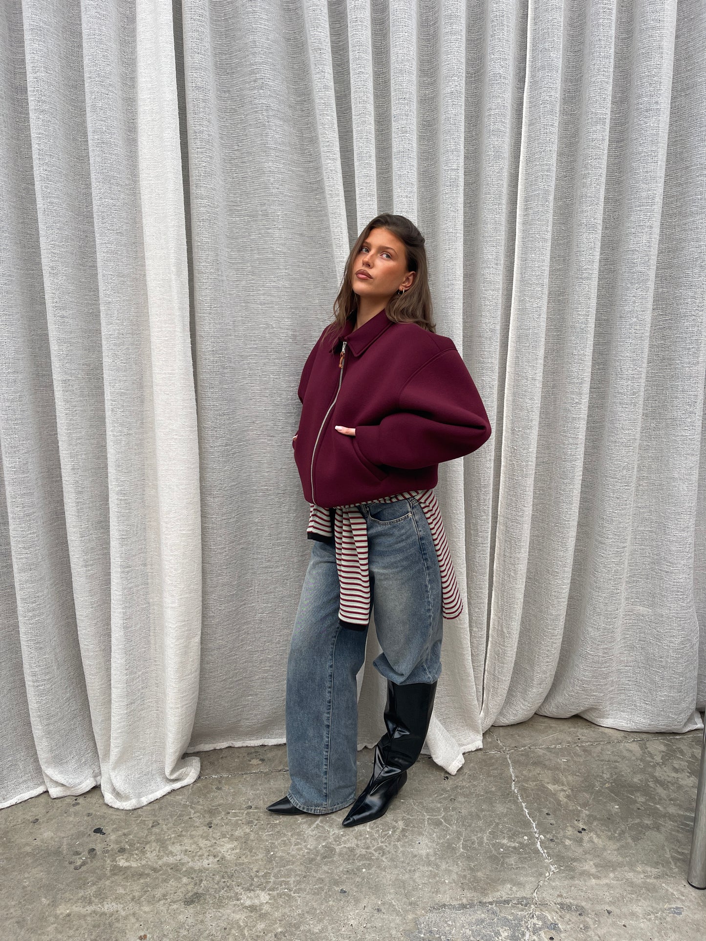 Zipper Vest Burgundy