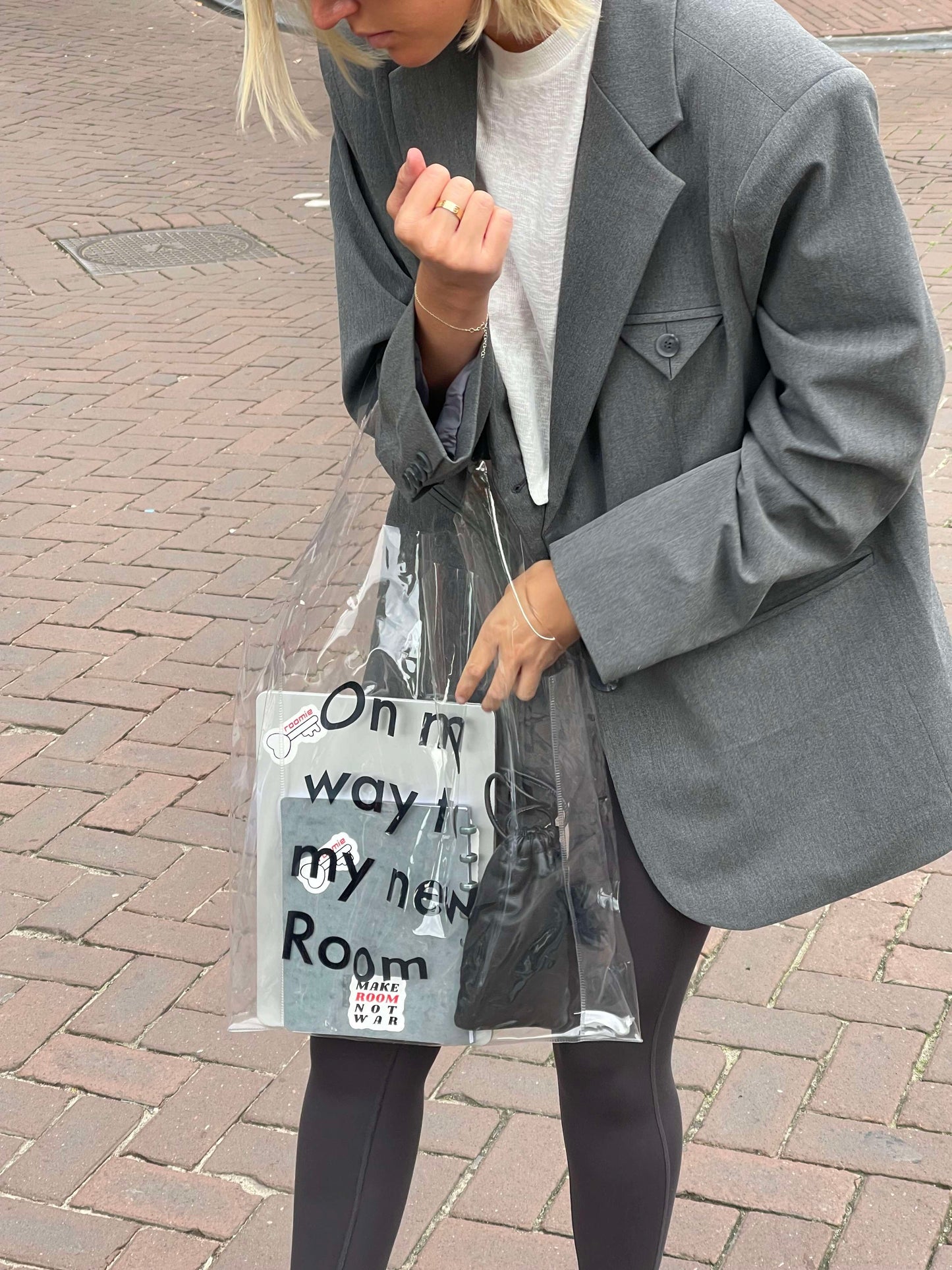 Oversized Triangle Pocket Blazer Grey