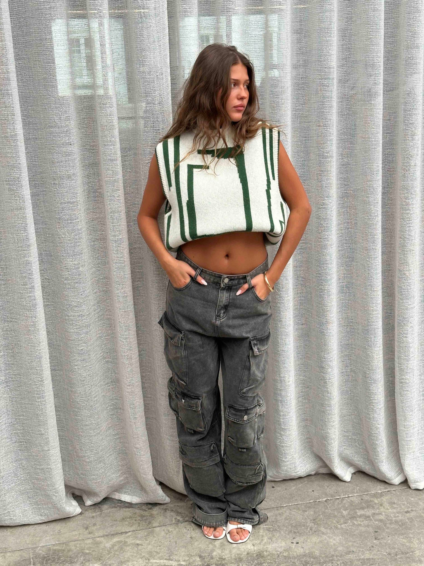 Graphic Wool Spencer Green