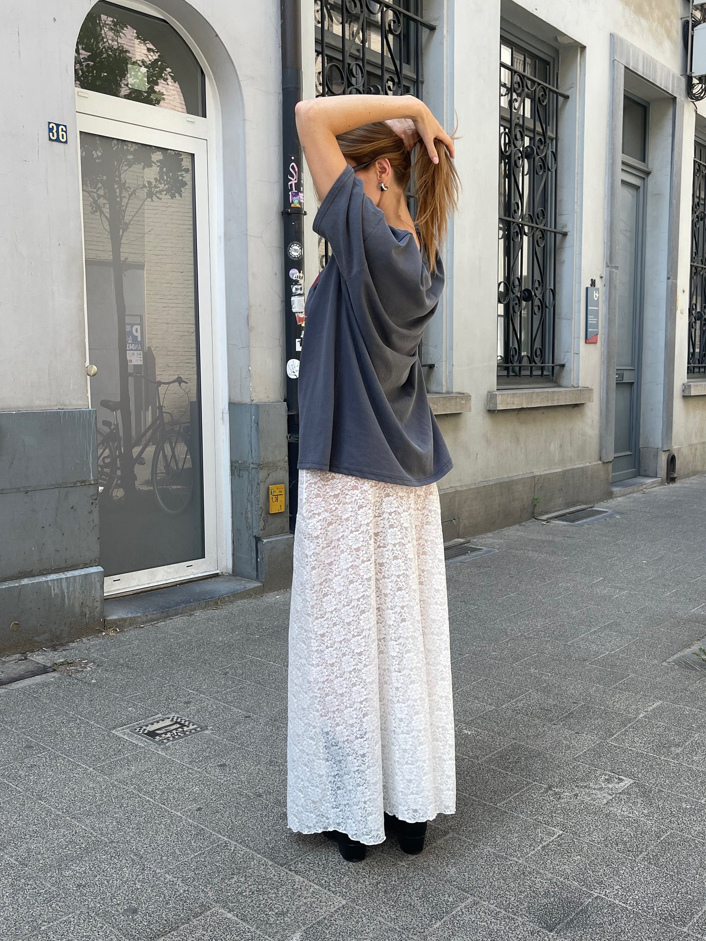 Long Lace Skirt White