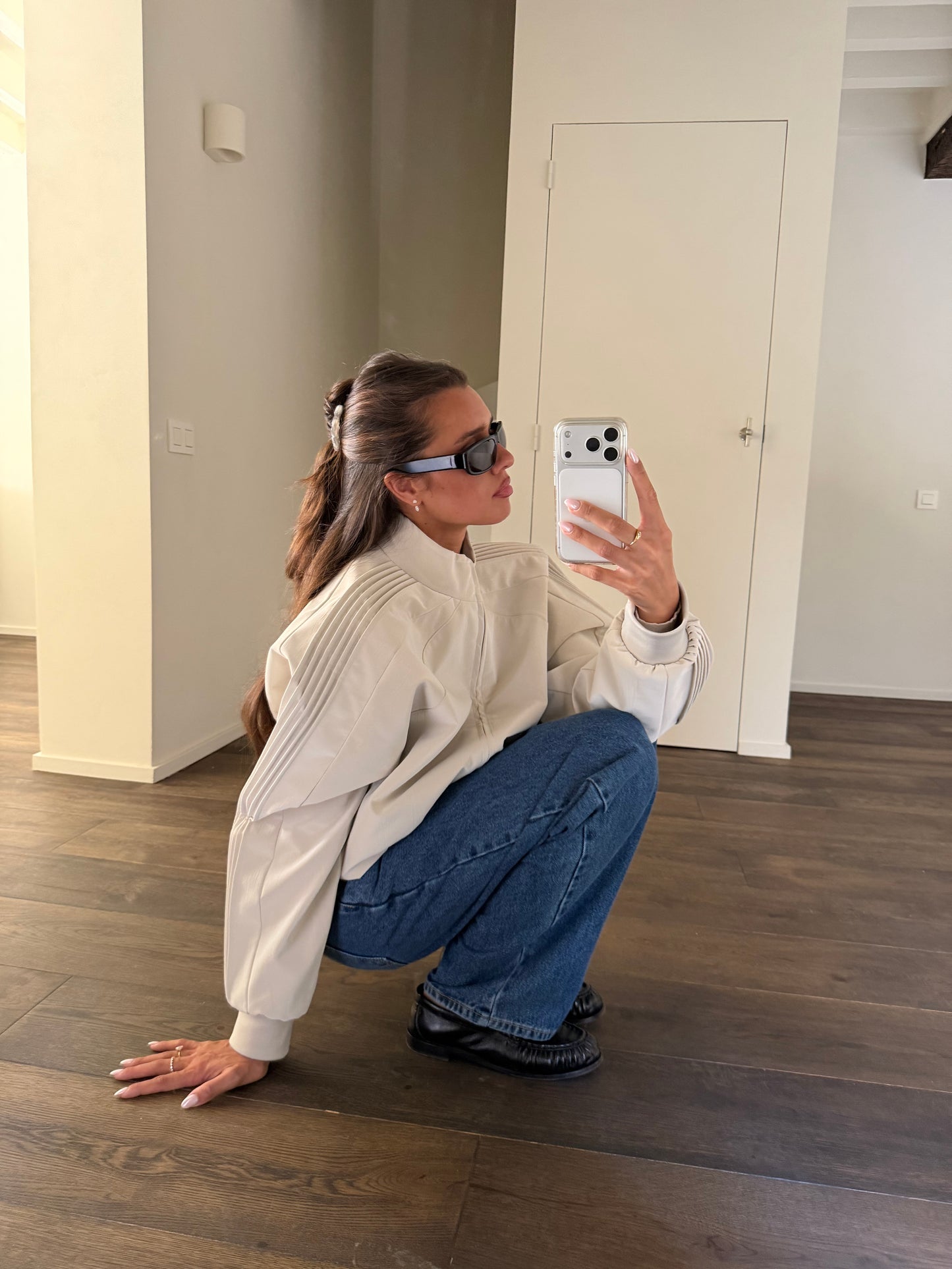 Oversized Pleated Sleeves Jacket Ivory